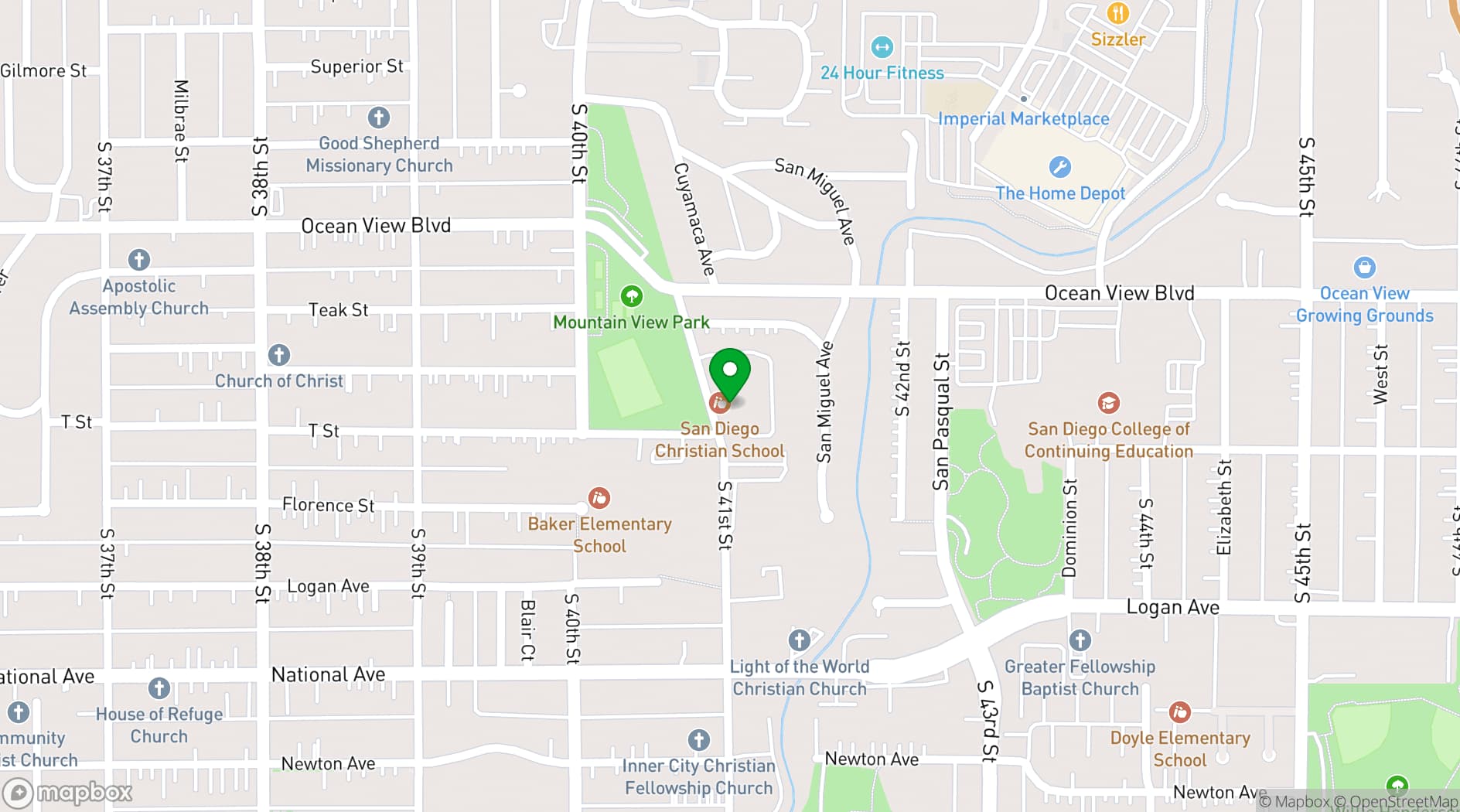 Map showing Mountain View Community Center