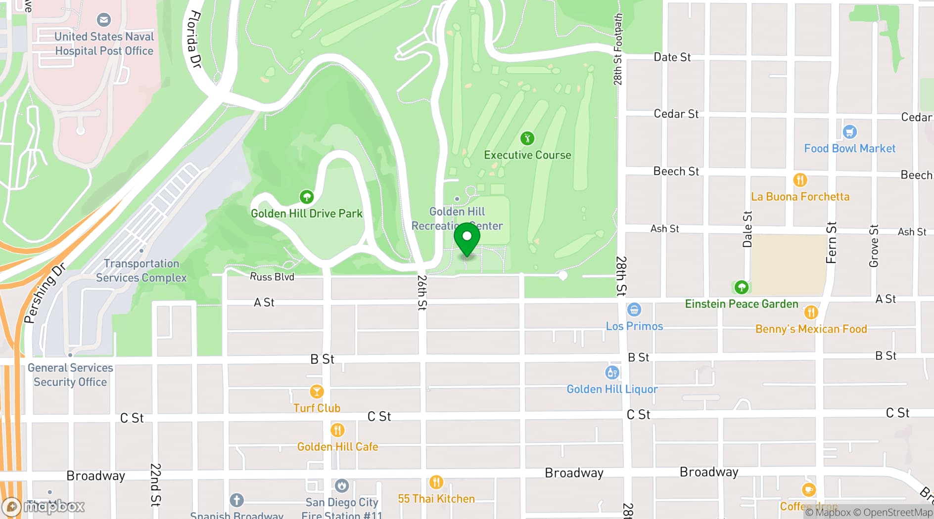 Map showing Golden Hill Recreation Center