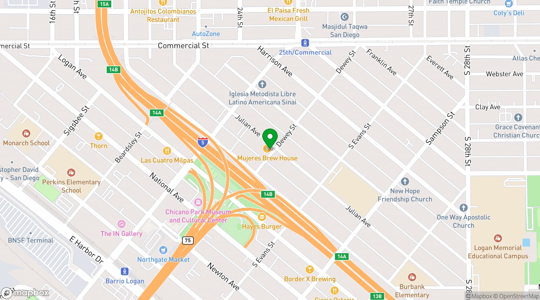 Map showing Barra Cruda San Diego
