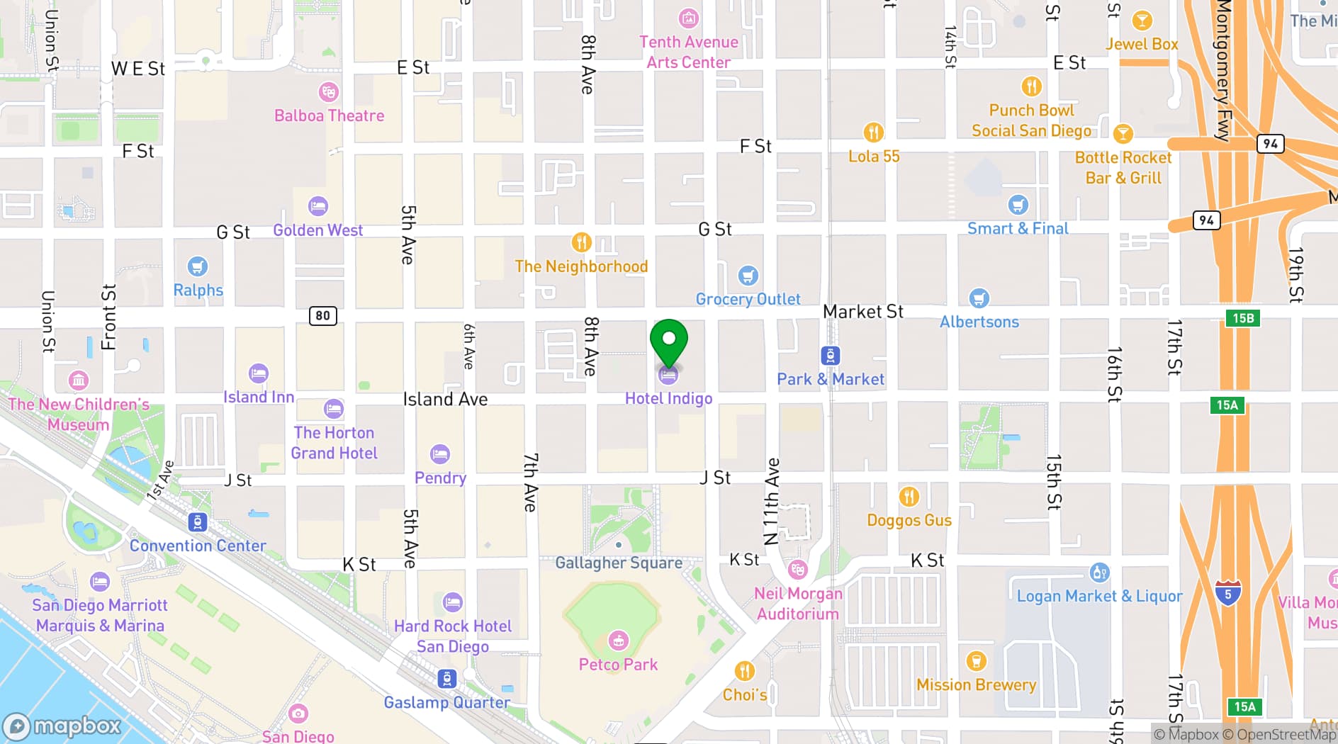 Map showing Music Box San Diego