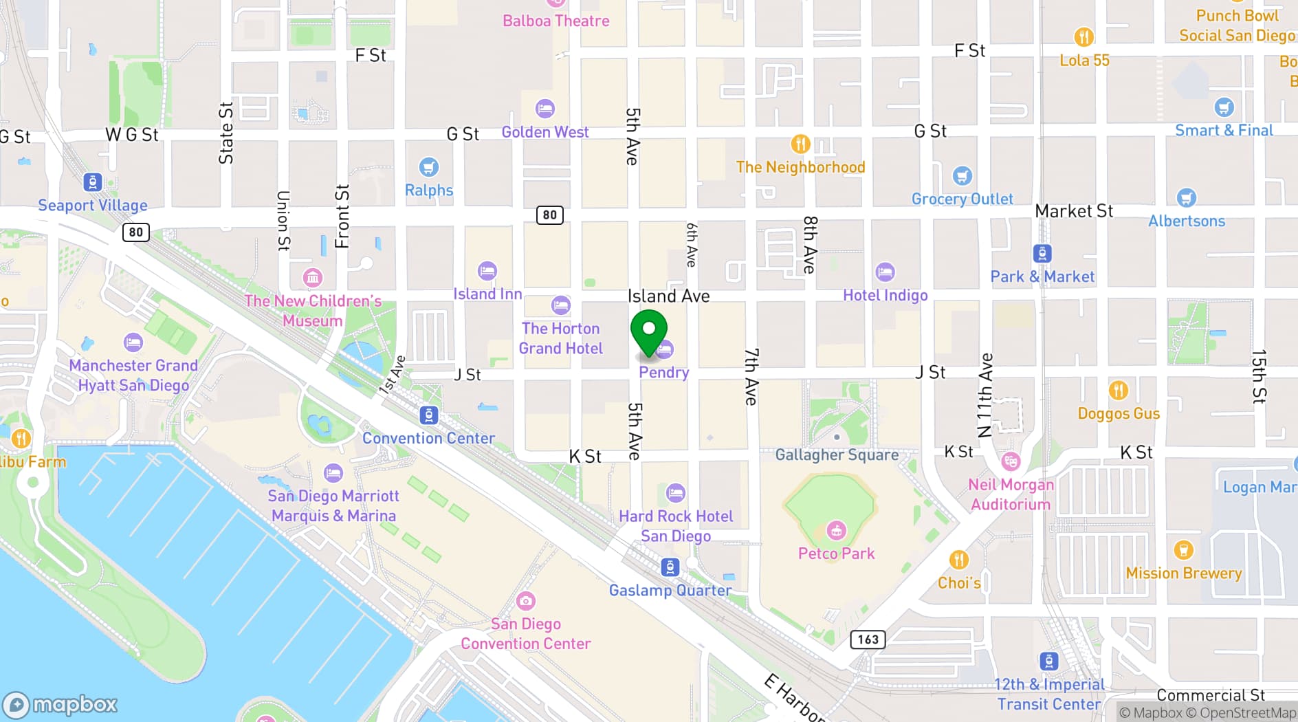 Map showing The Pendry Hotel