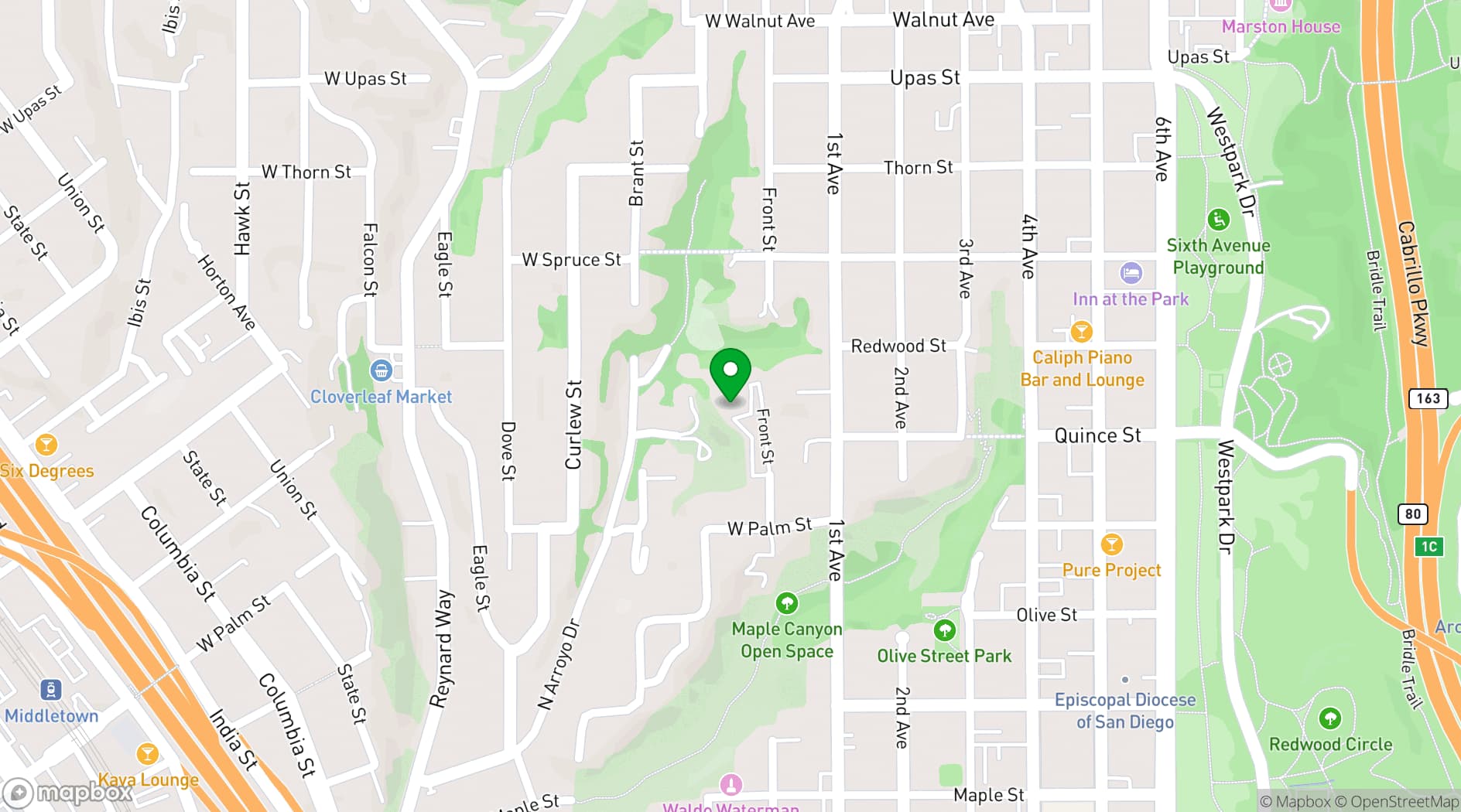 Map showing Bankers Hill Club