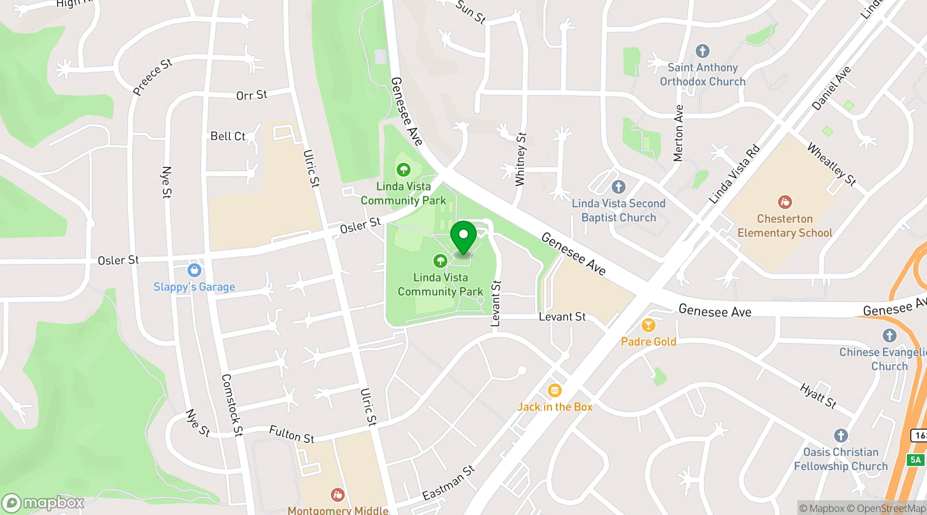 Map showing Linda Vista Recreation Center