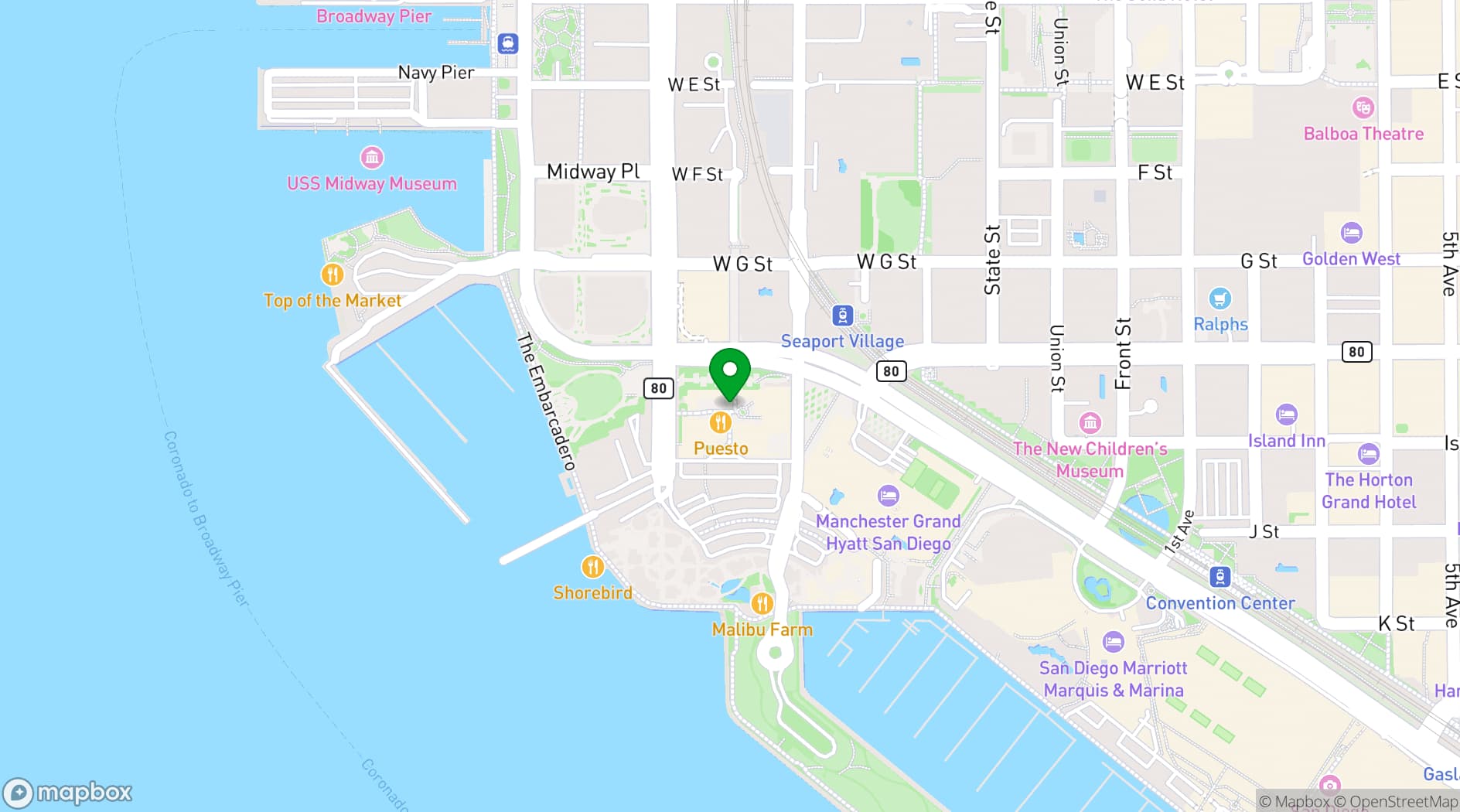 Map showing Emerald Plaza