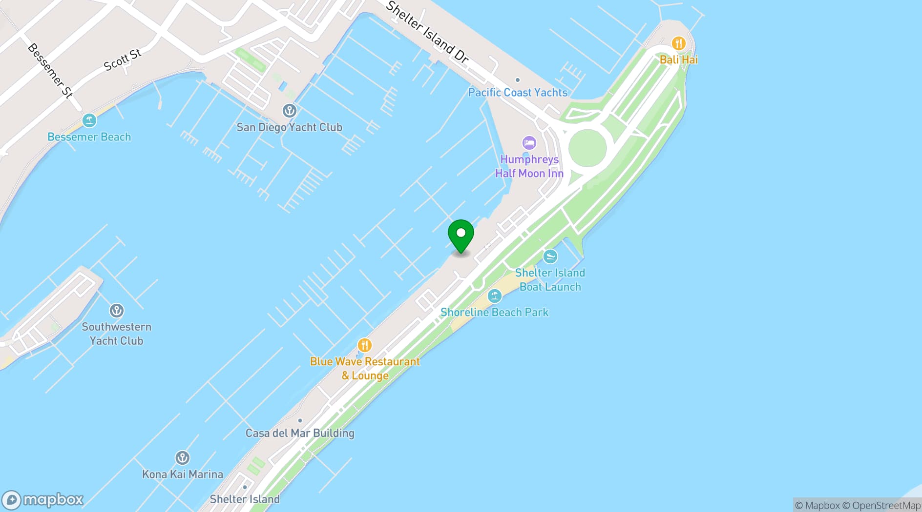 Map showing Club Marina