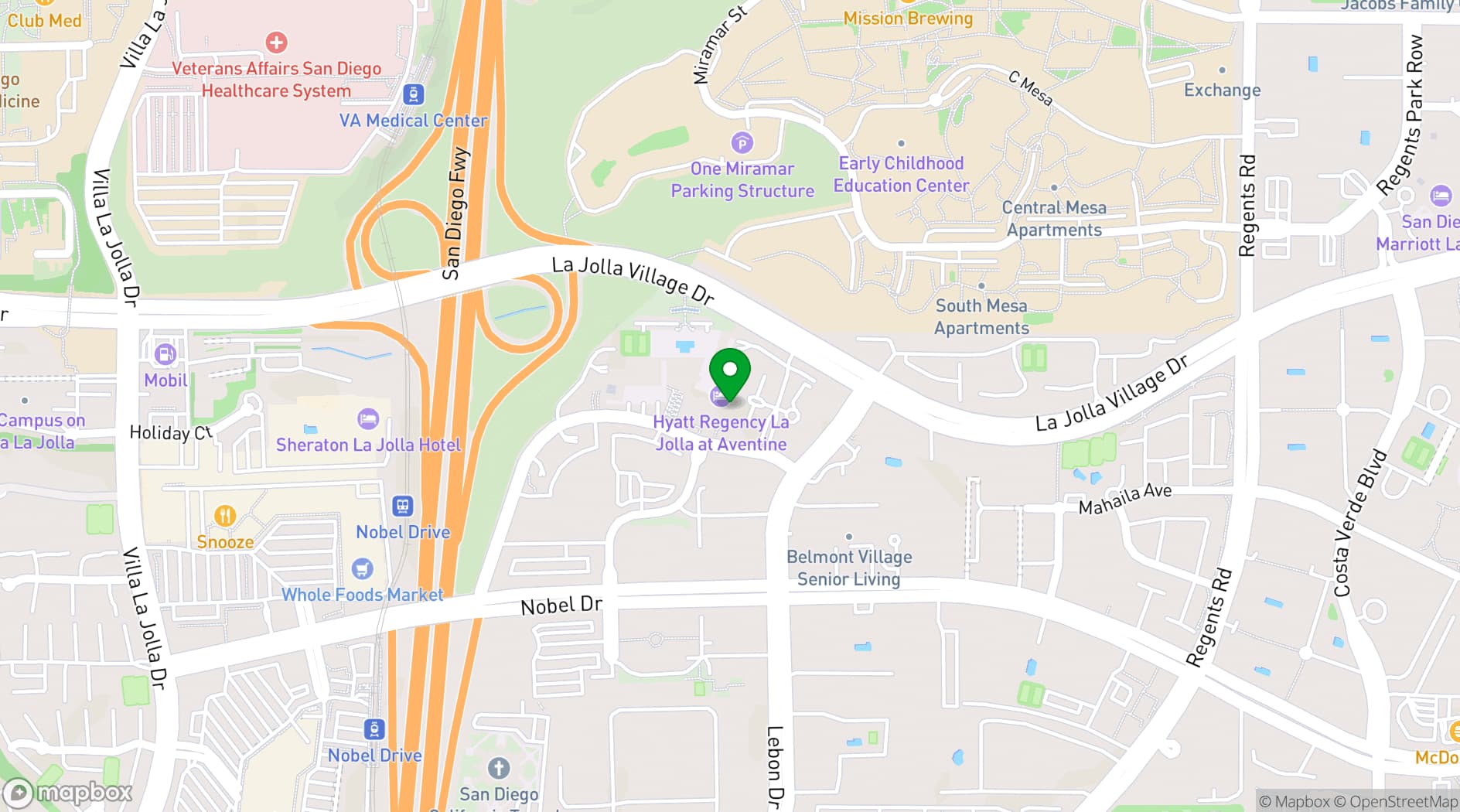 Map showing Hyatt Regency La Jolla