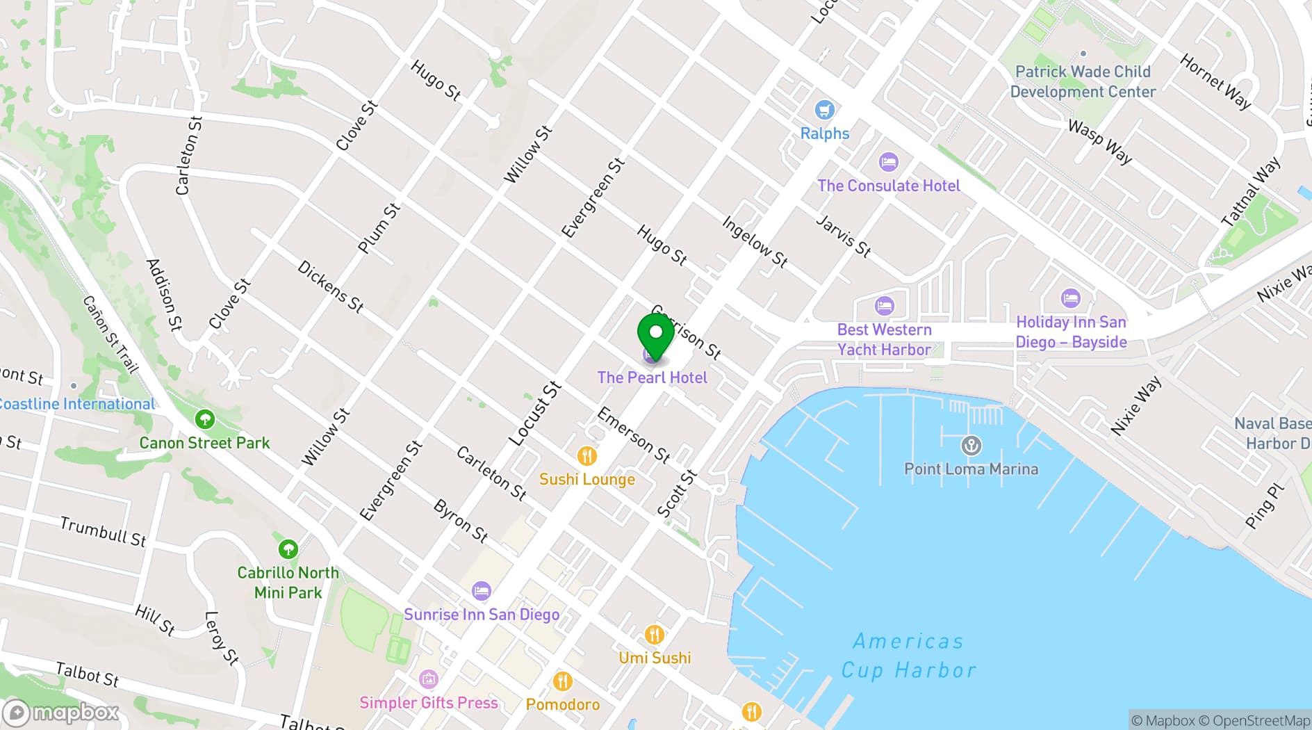 Map showing The Pearl Hotel