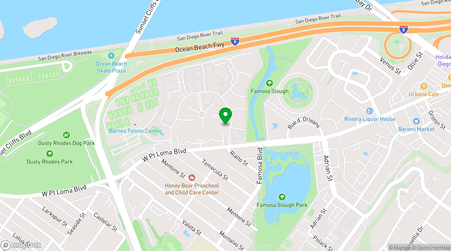 Map showing Gringas Tacos & Catering