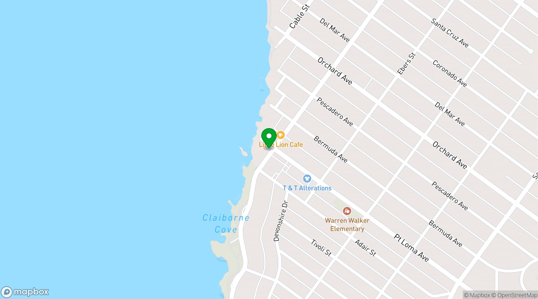 Map showing Inn at Sunset Cliffs