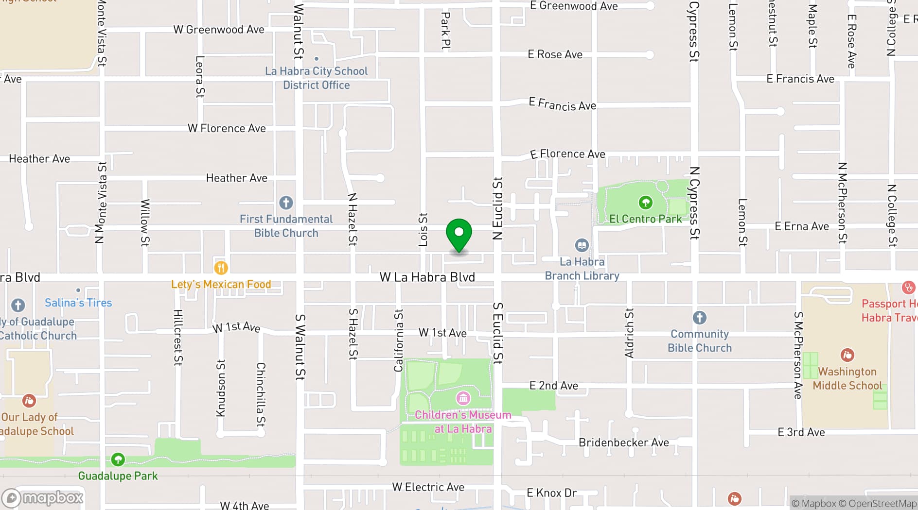 Map showing La Habra Community Center