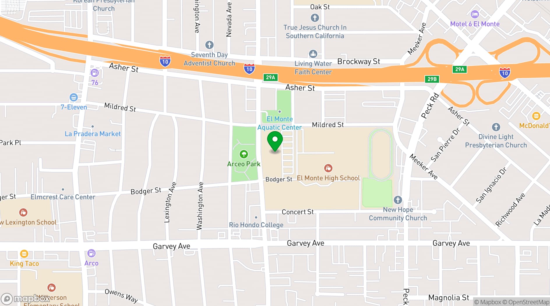 Map showing El Monte City Hall