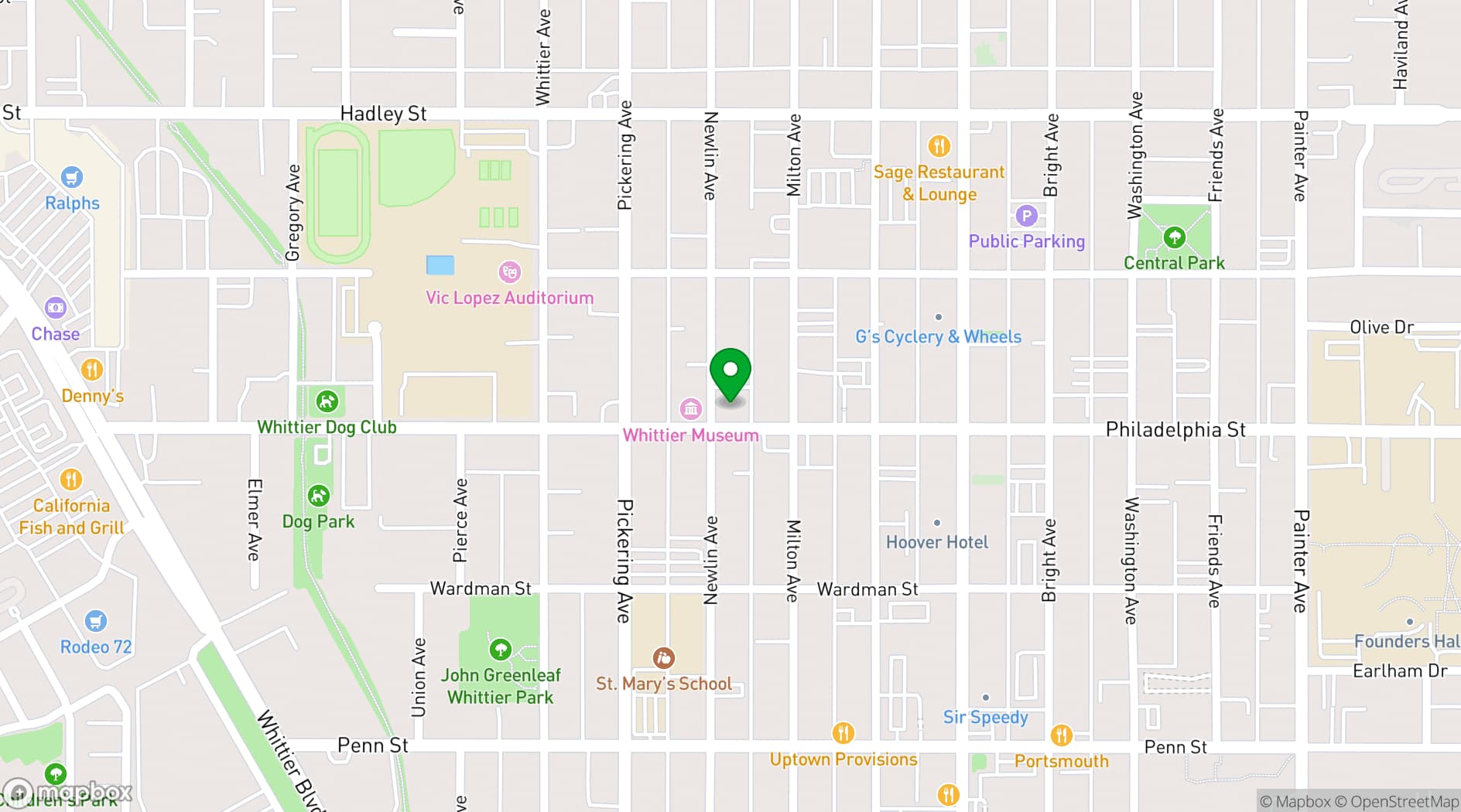 Map showing Fiesta Hall Banquet Center