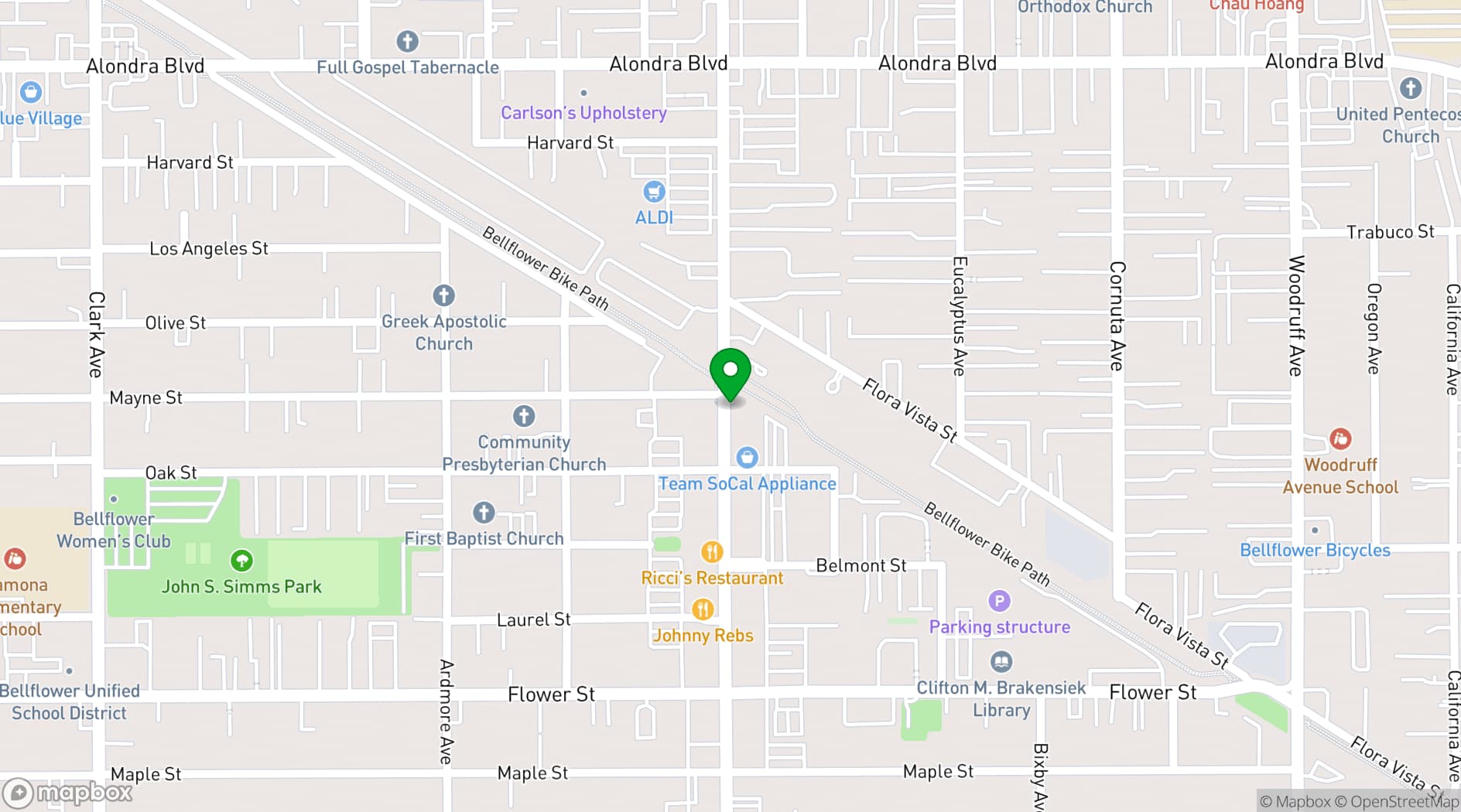 Map showing The Mayne Events Center