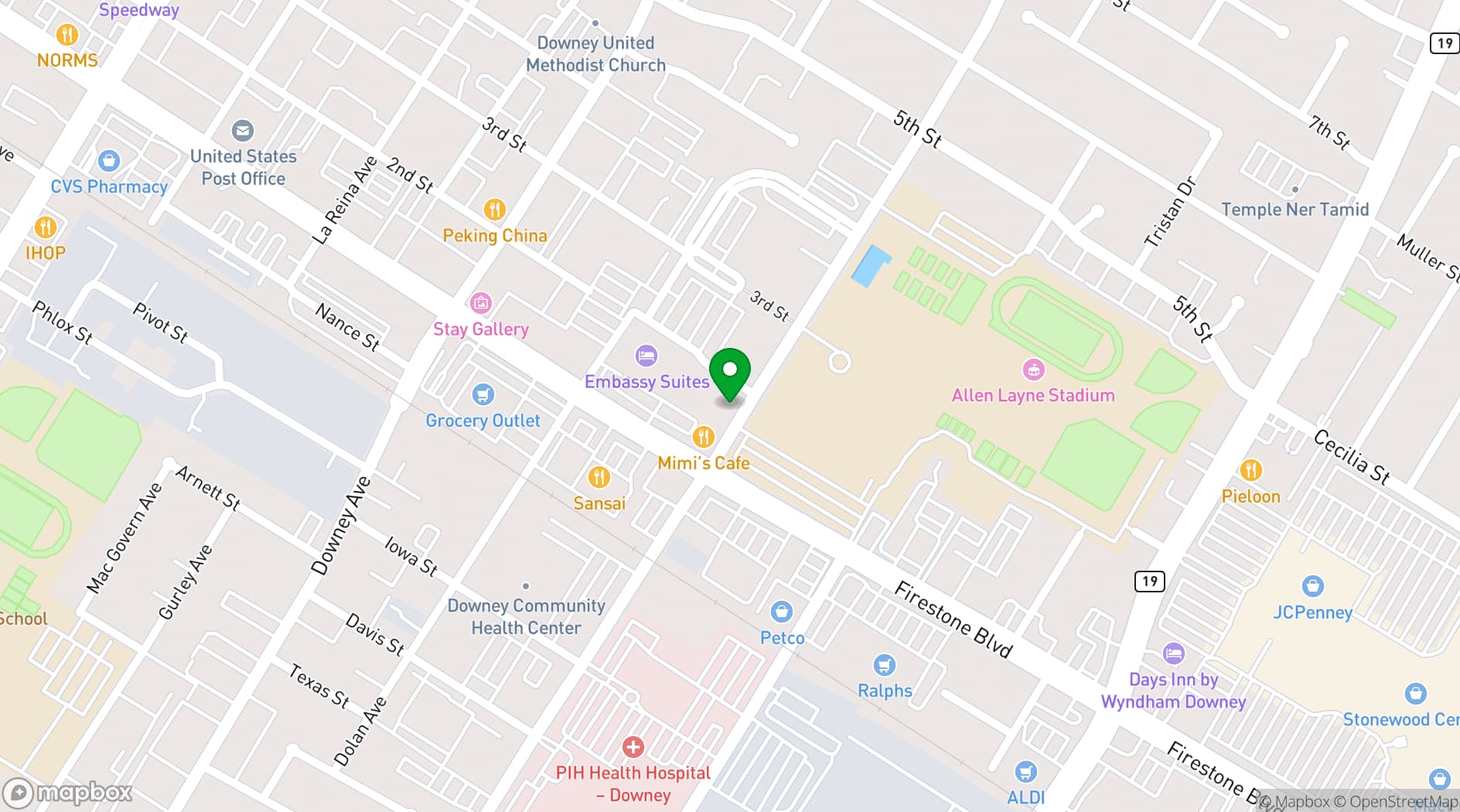 Map showing Downey Theatre