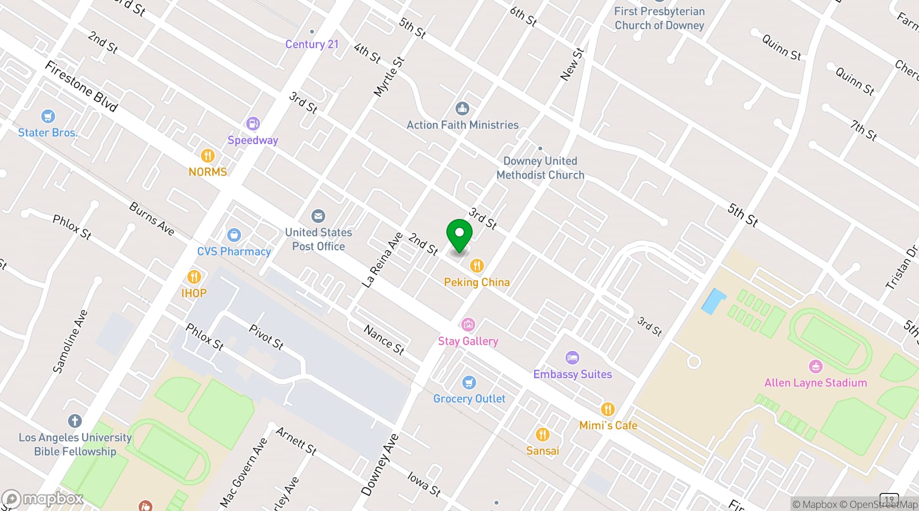 Map showing The Epic Lounge