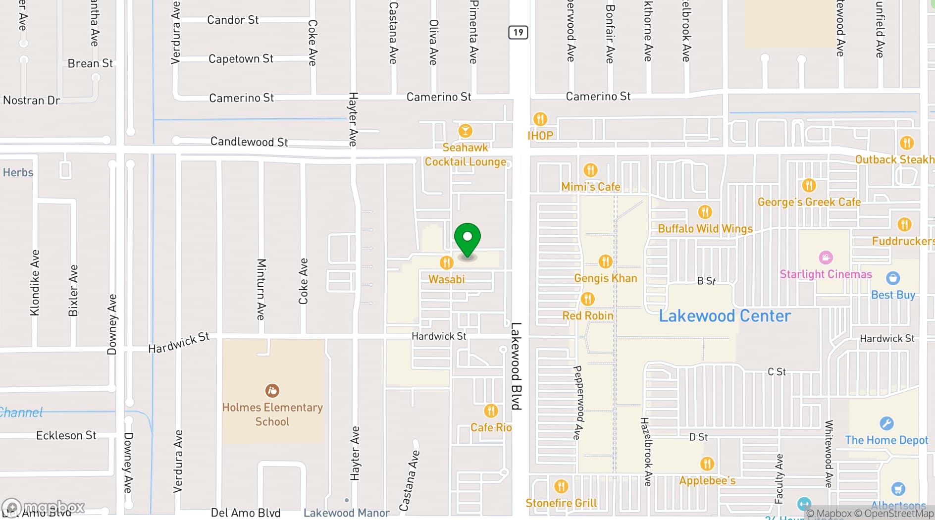 Map showing Chuck E. Cheese Lakewood