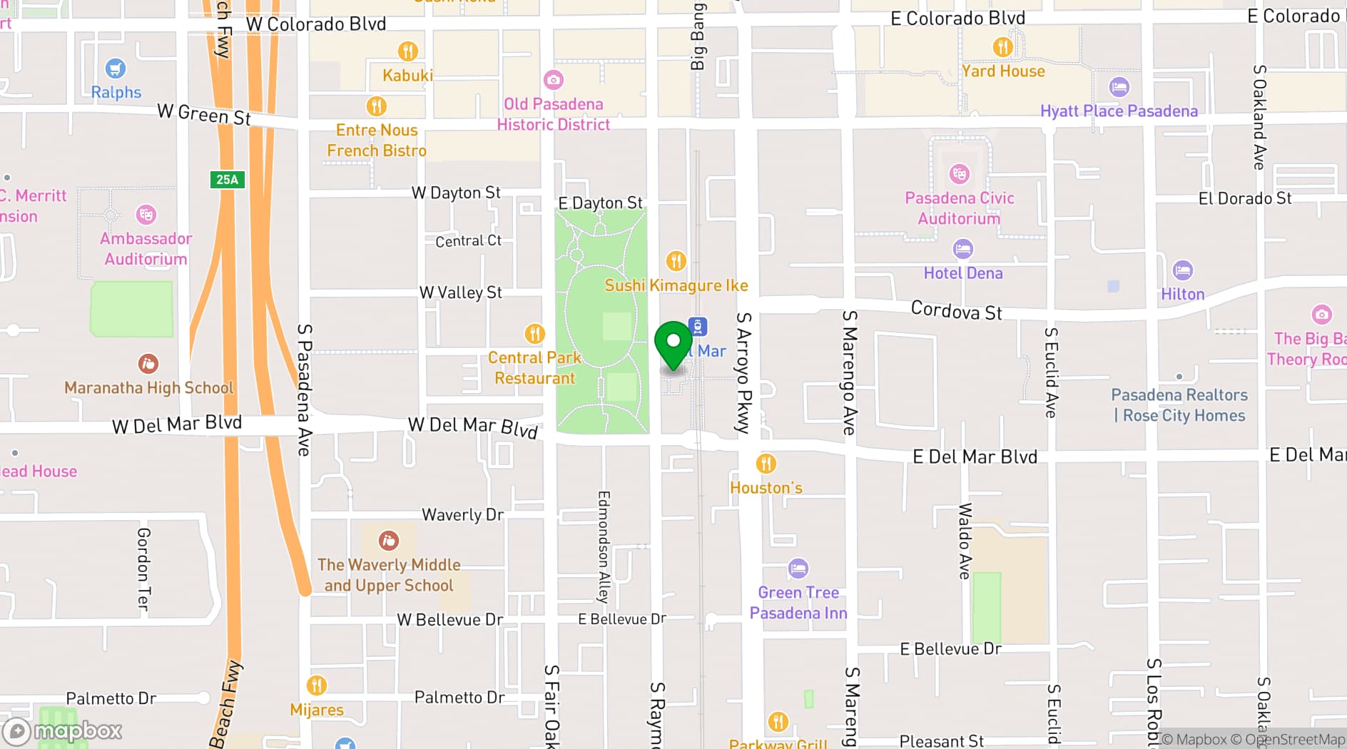 Map showing The Luggage Room Pizzeria & La Grande Orange