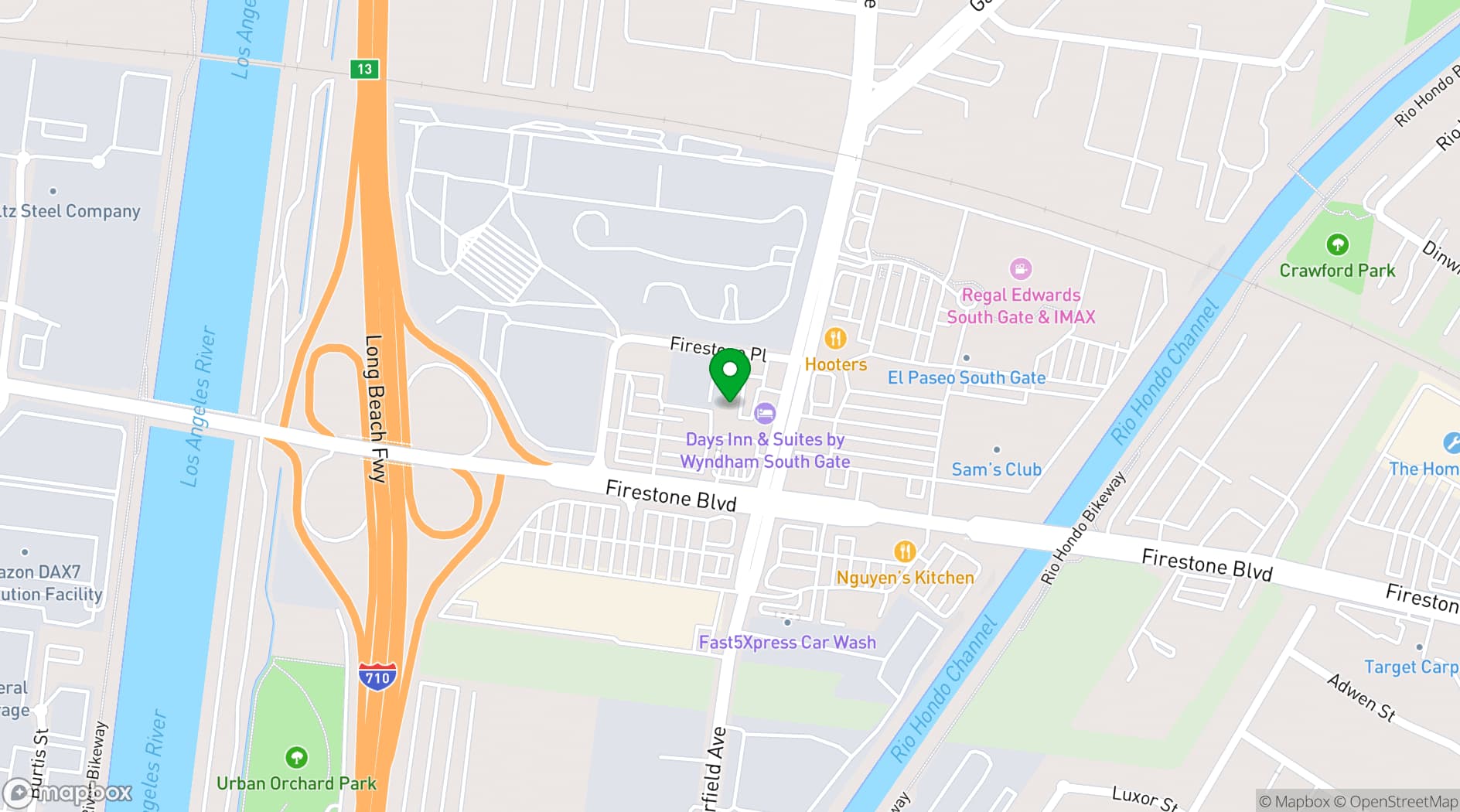 Map showing Days Inn & Suites by Wyndham South Gate