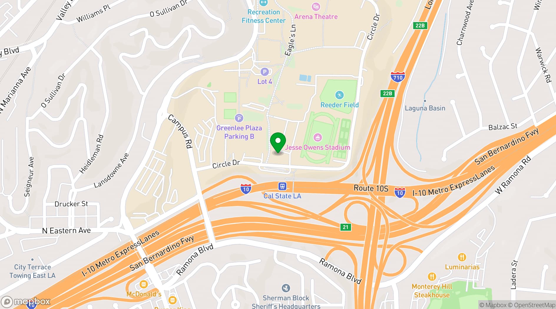 Map showing Jesse Owens Stadium