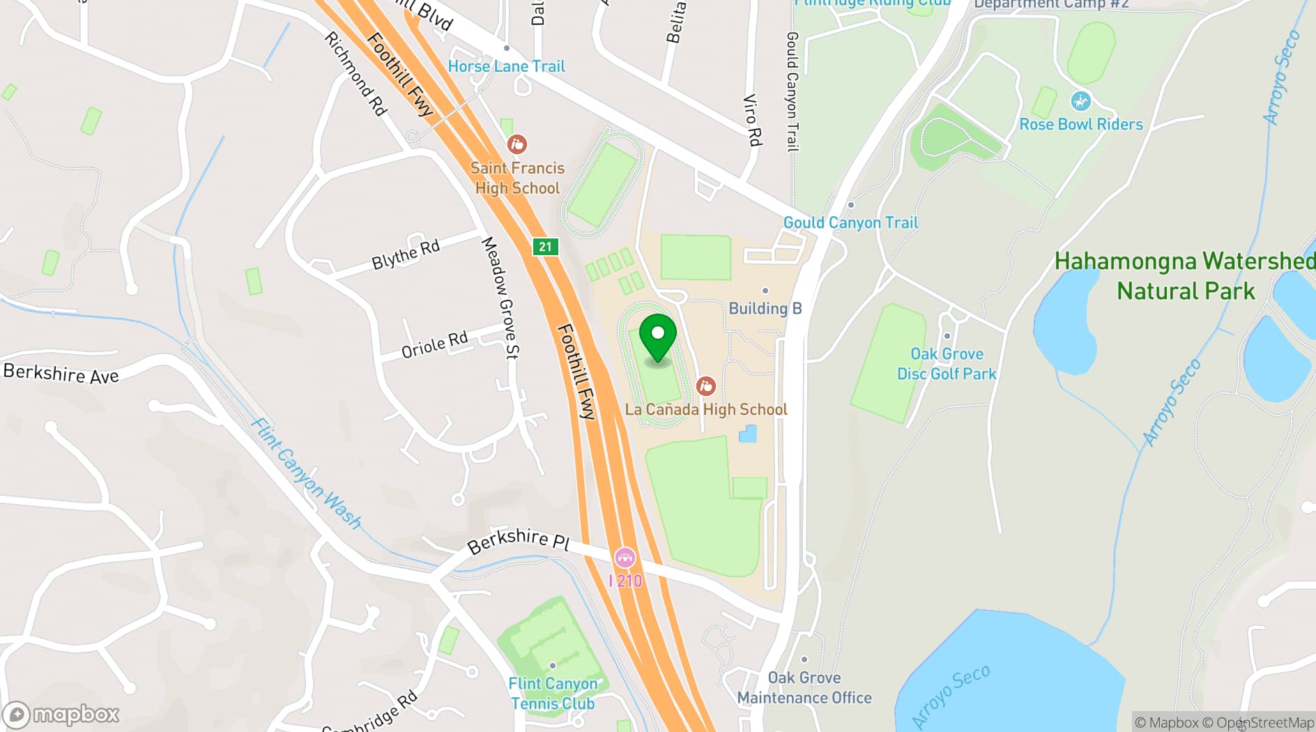 Map showing La Cañada High School