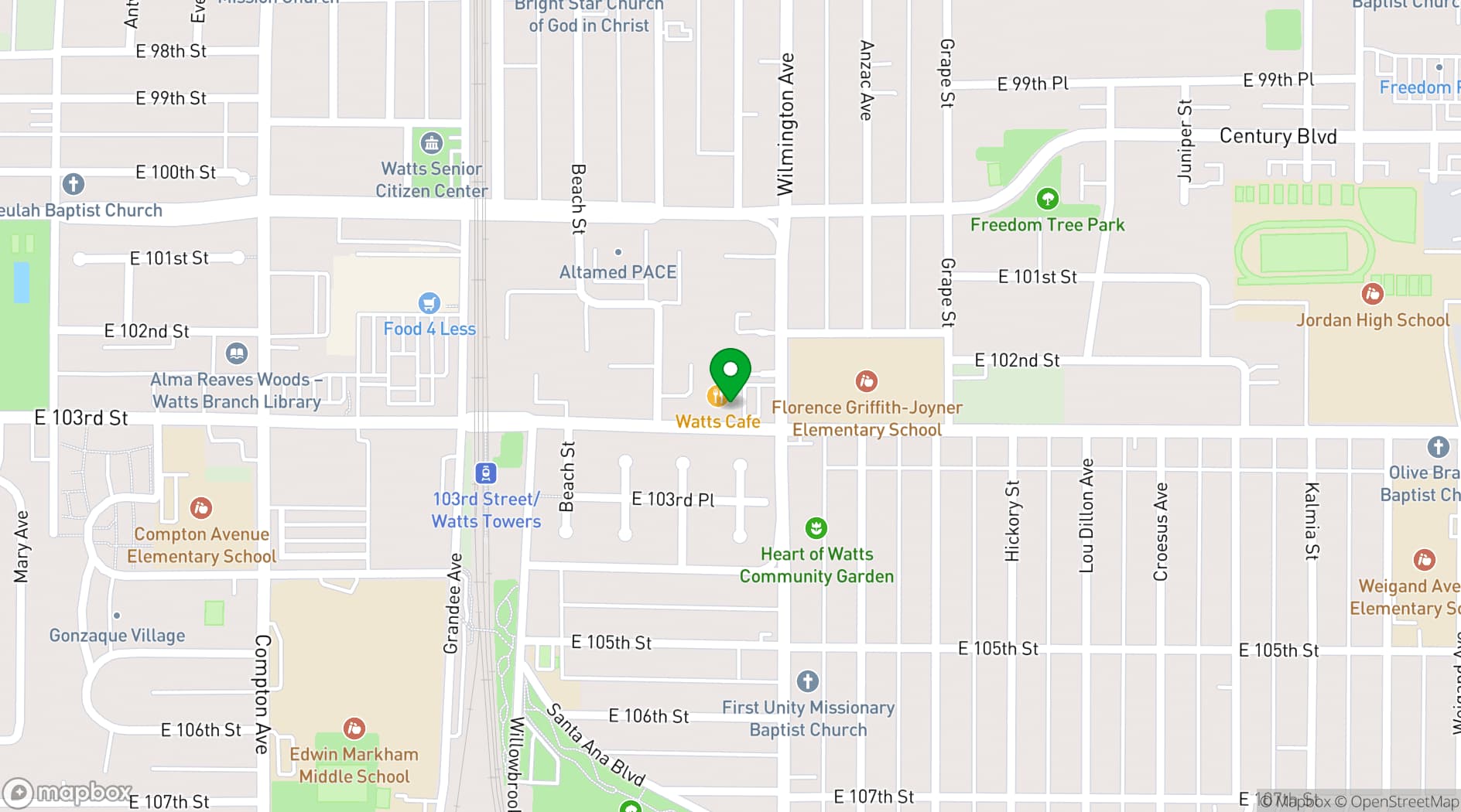 Map showing Watts Life United C.C.