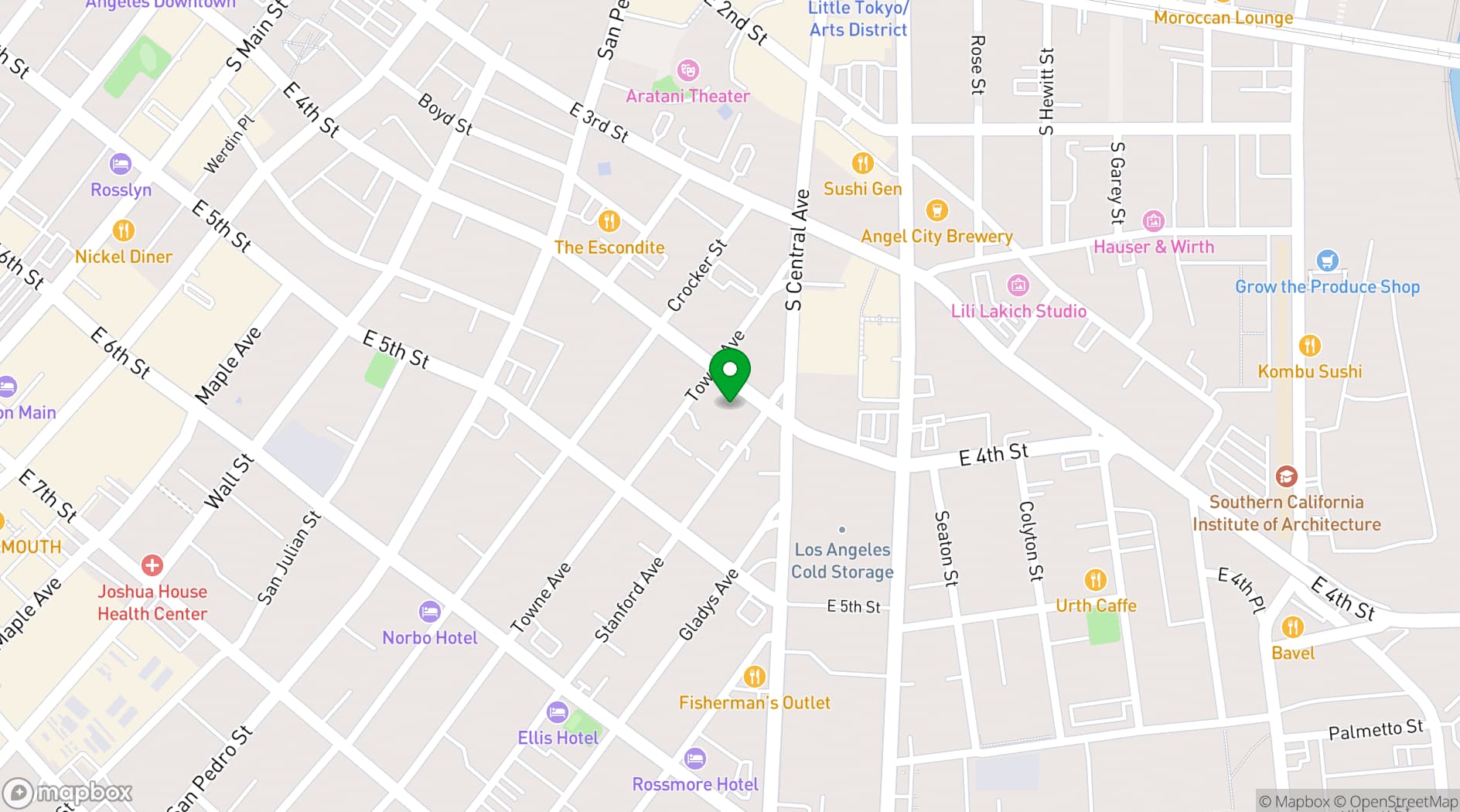 Map showing Grass Room DTLA