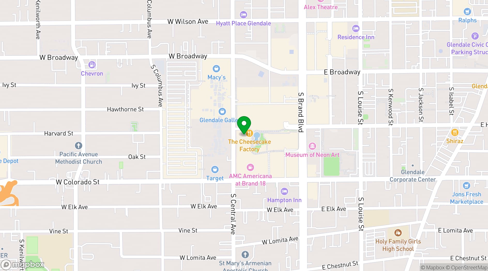 Map showing The Cheesecake Factory