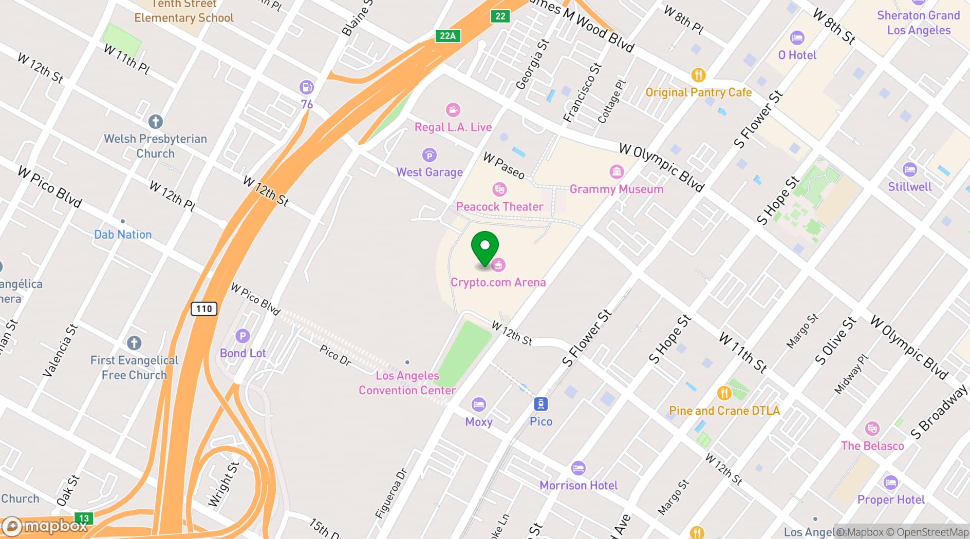 Map showing Crypto.com Arena