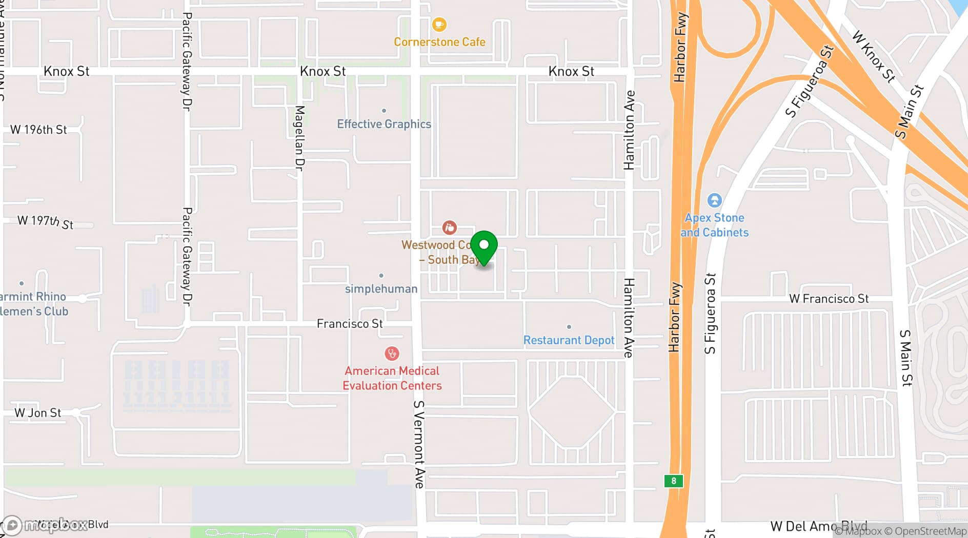 Map showing Holiday Inn Los Angeles Gateway - Torrance
