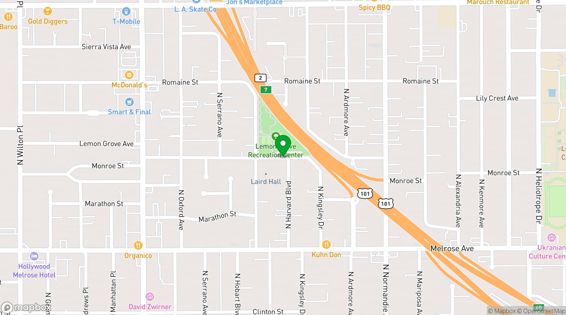 Map showing LEMON GROVE RECREATION CENTER