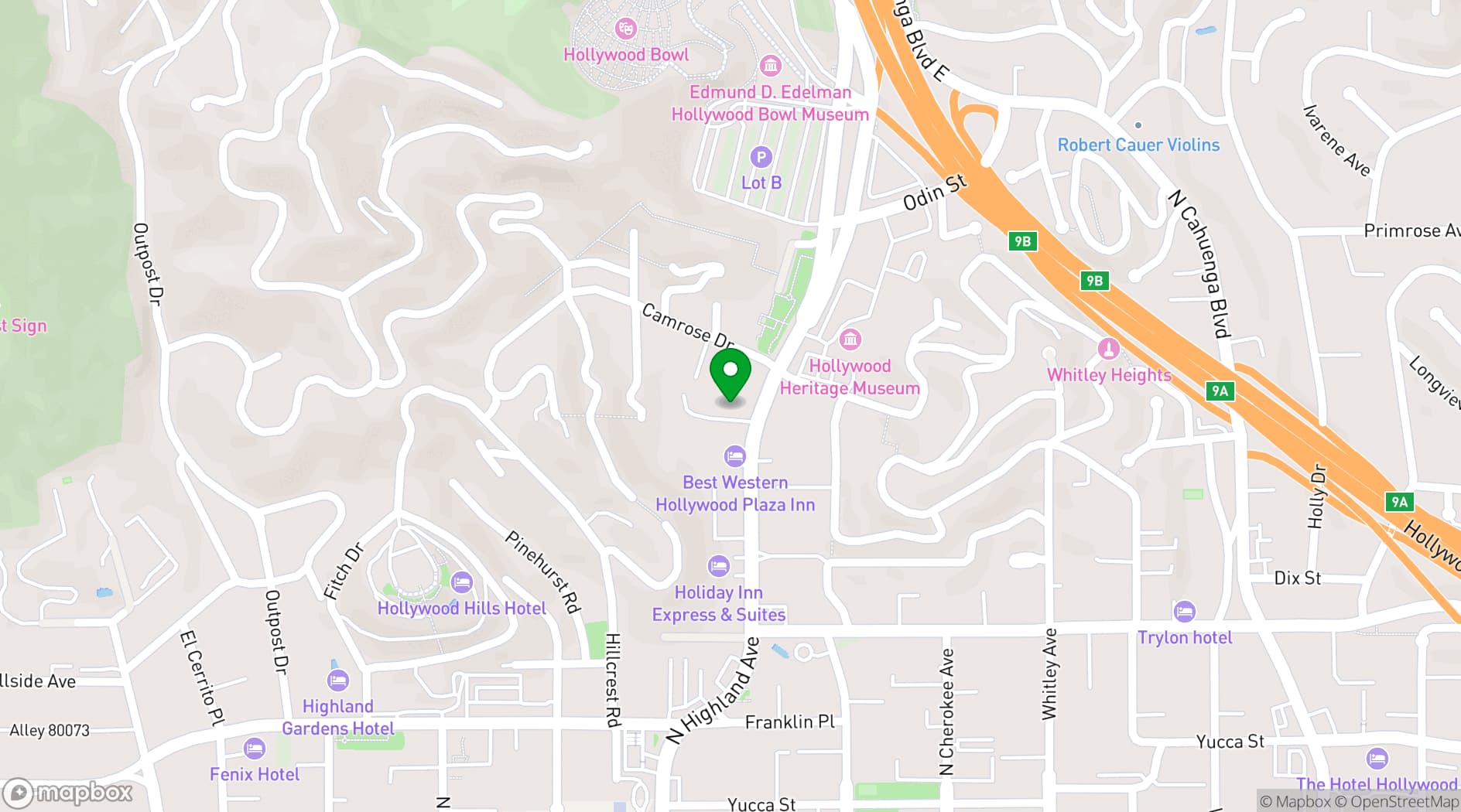 Map showing Hollywood Legion Theater