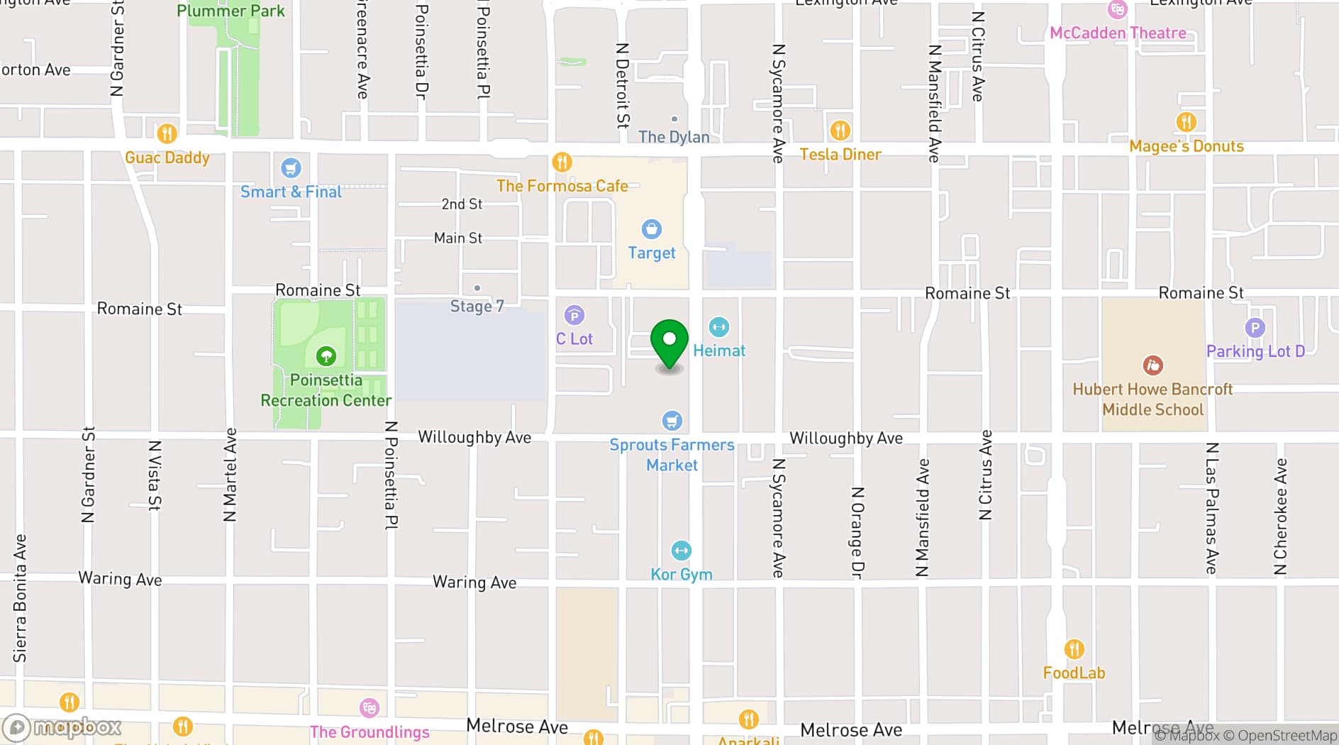Map showing Spaces - Los Angeles - West Hollywood