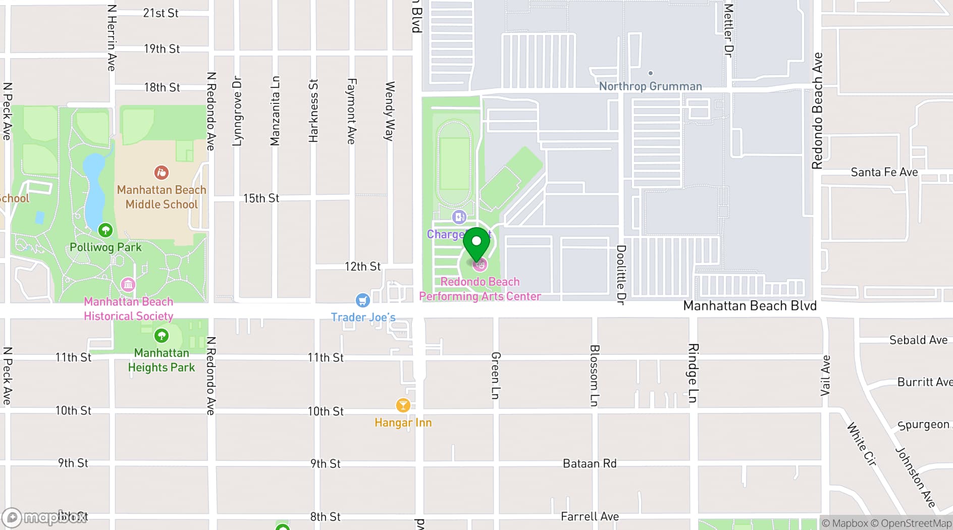 Map showing Redondo Beach Performing Arts Center