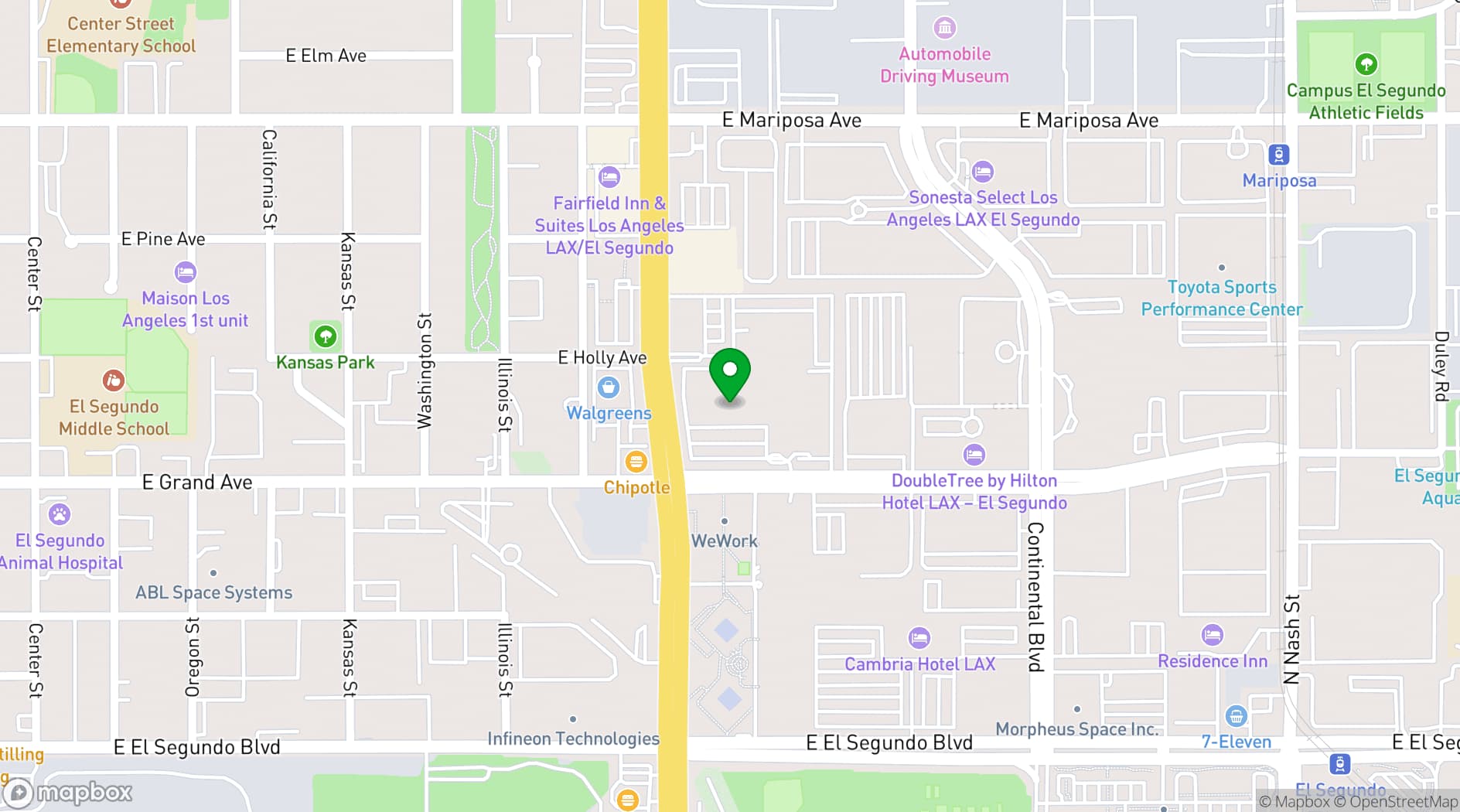 Map showing Spaces El Segundo LAX