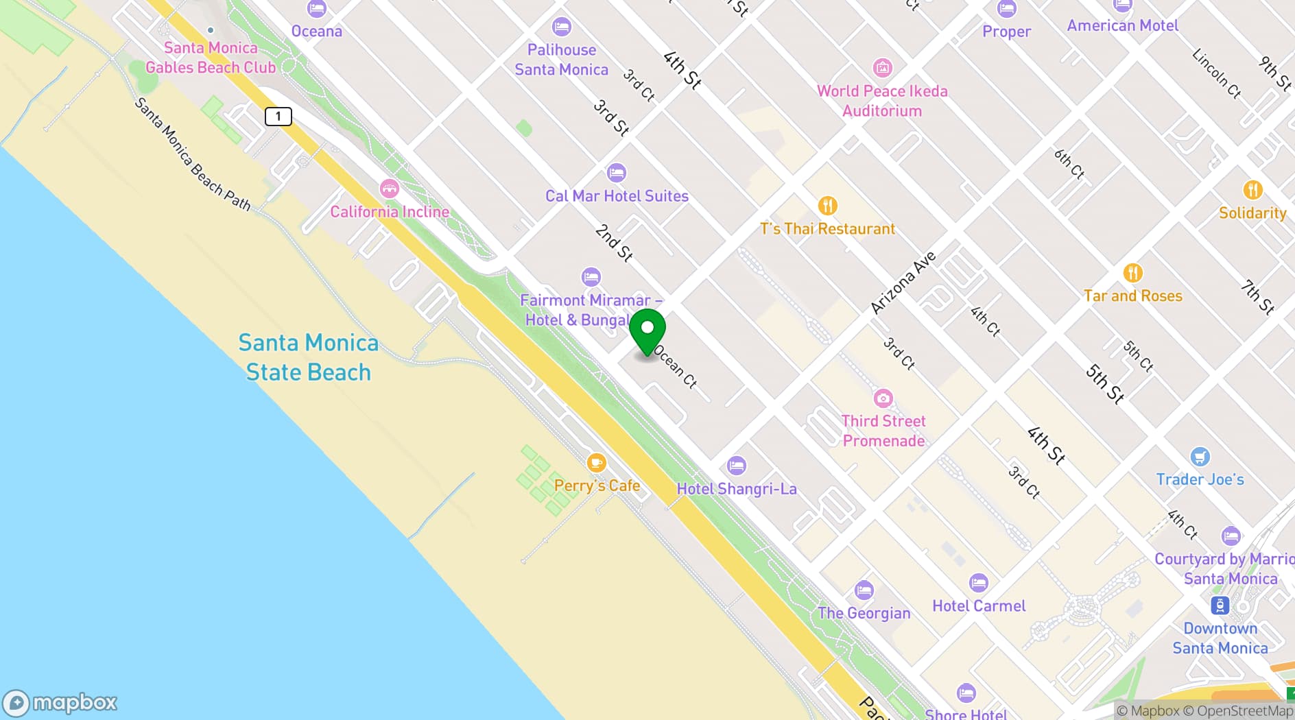 Map showing Wilshire Blvd. Business Center