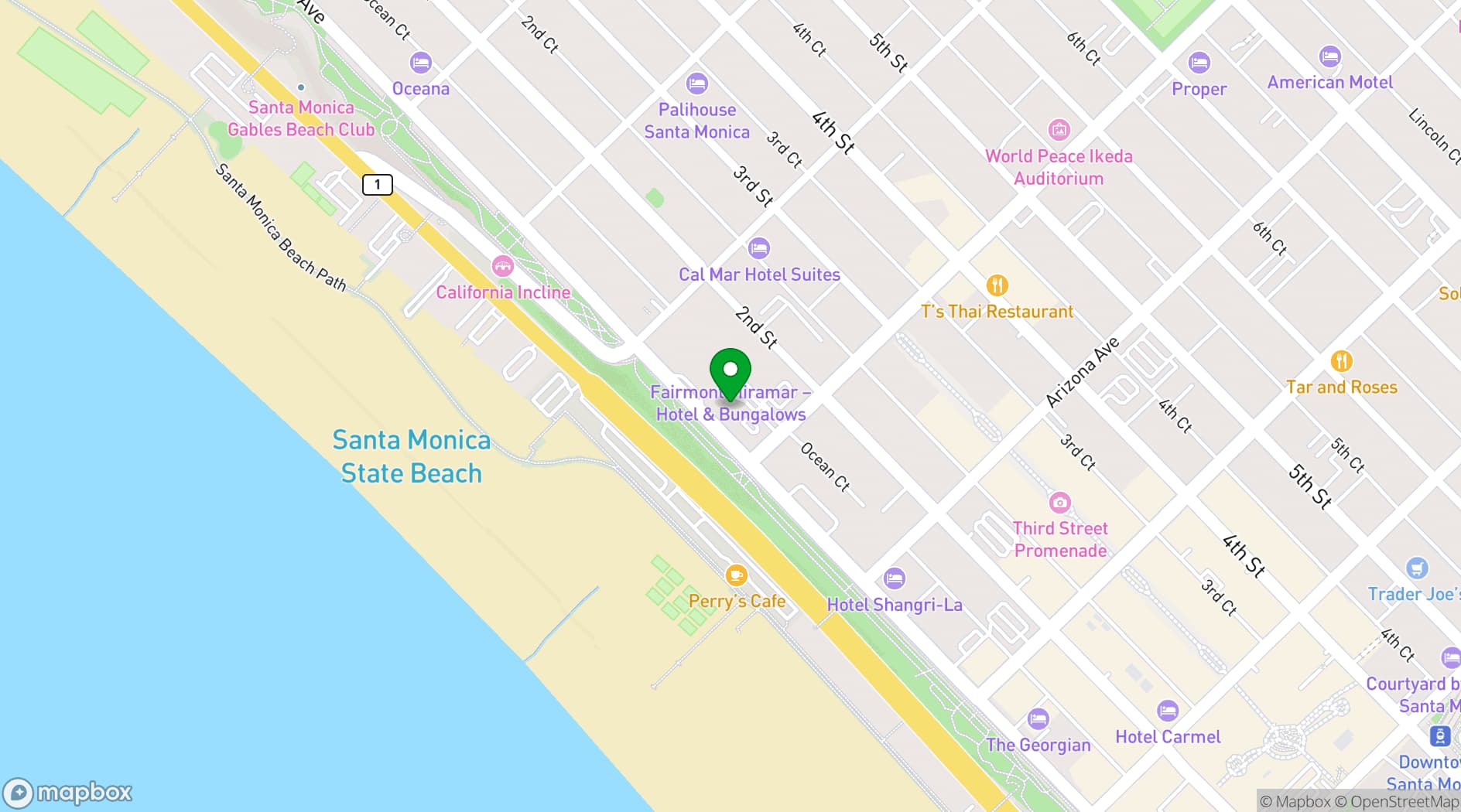 Map showing The Bungalow Long Beach
