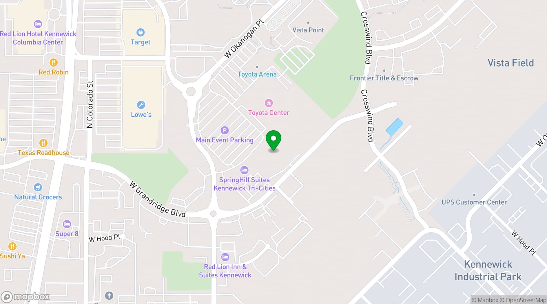 Map showing Three Rivers Convention Center