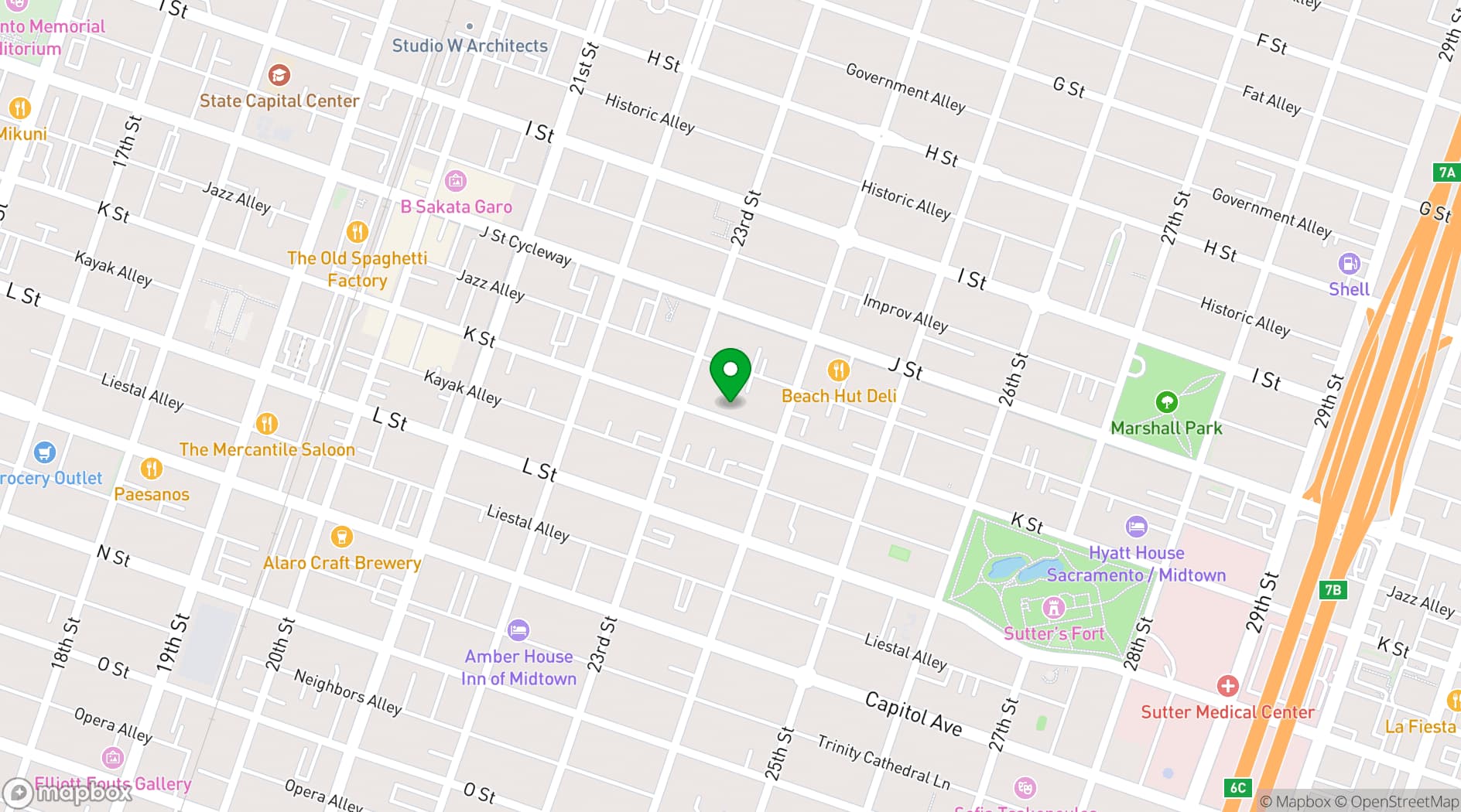 Map showing The Flamingo House