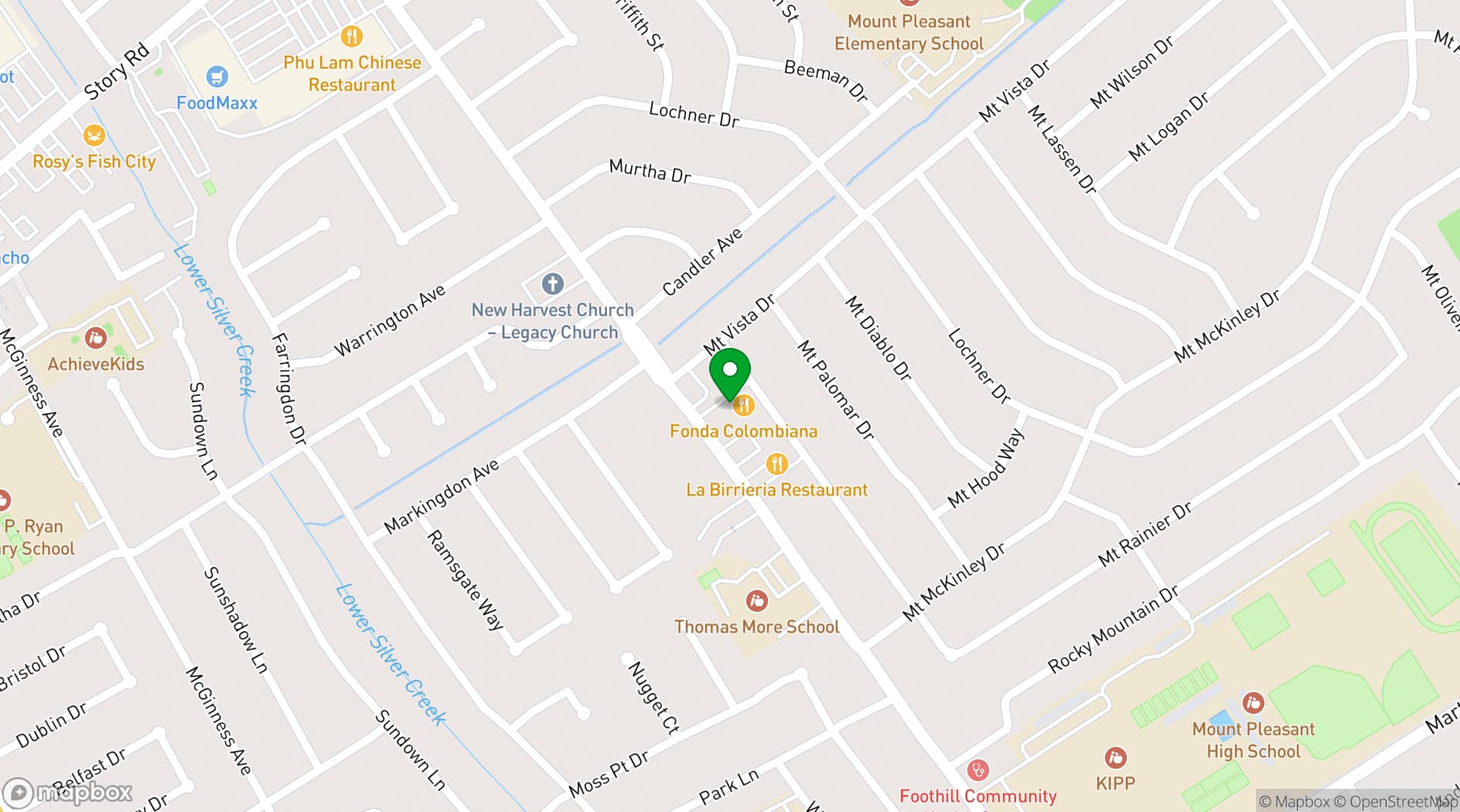 Map showing Fonda Colombiana San Jose