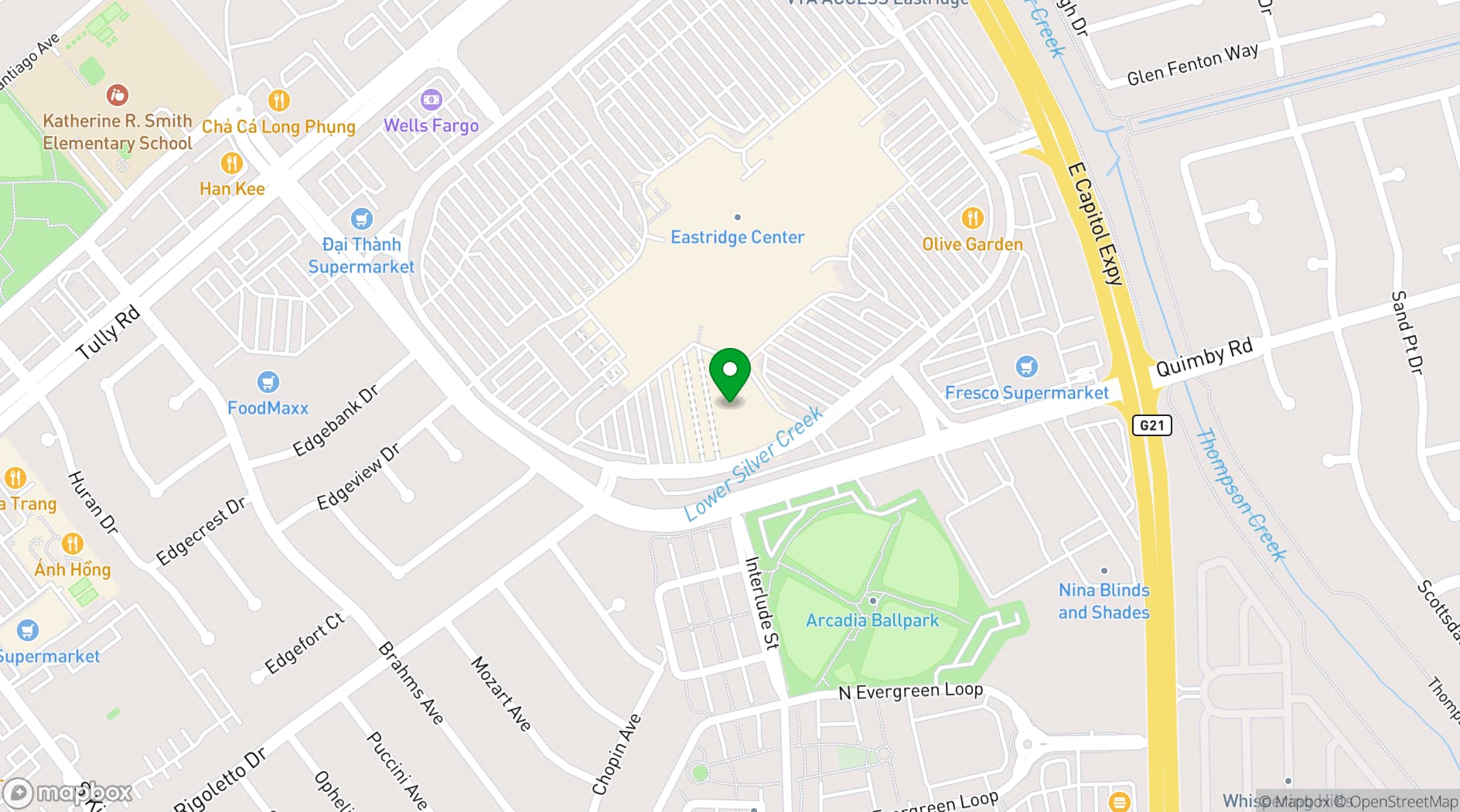 Map showing Aloha Roller Rink