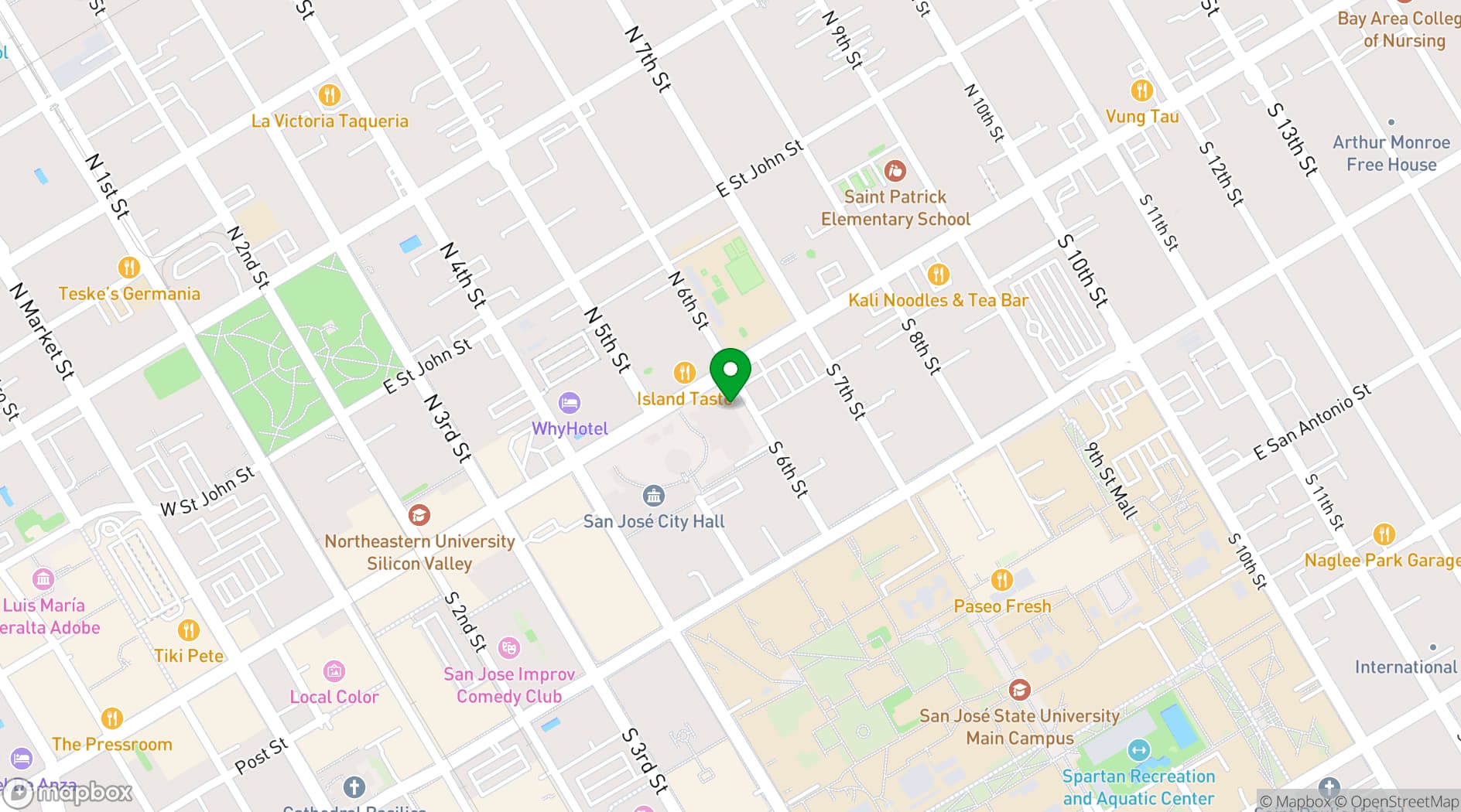 Map showing City of San José Parks and Recreation