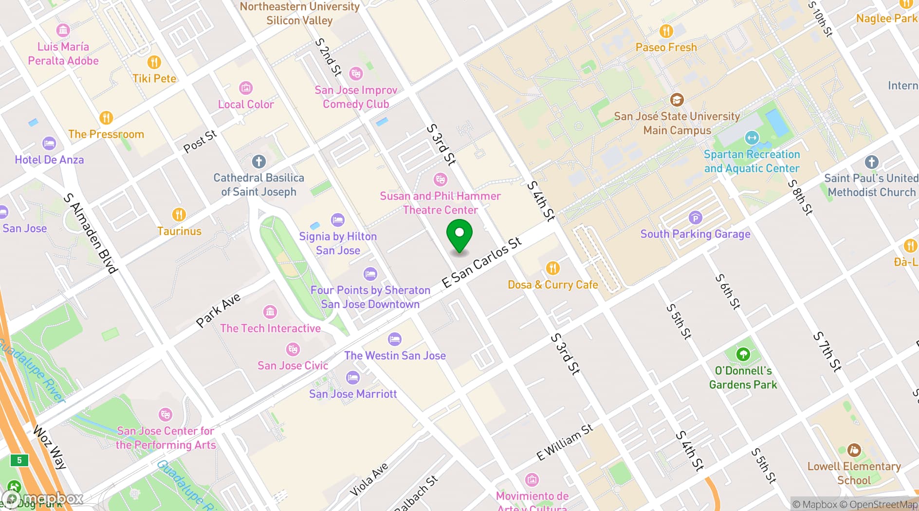 Map showing 3Below Theaters & Cafe