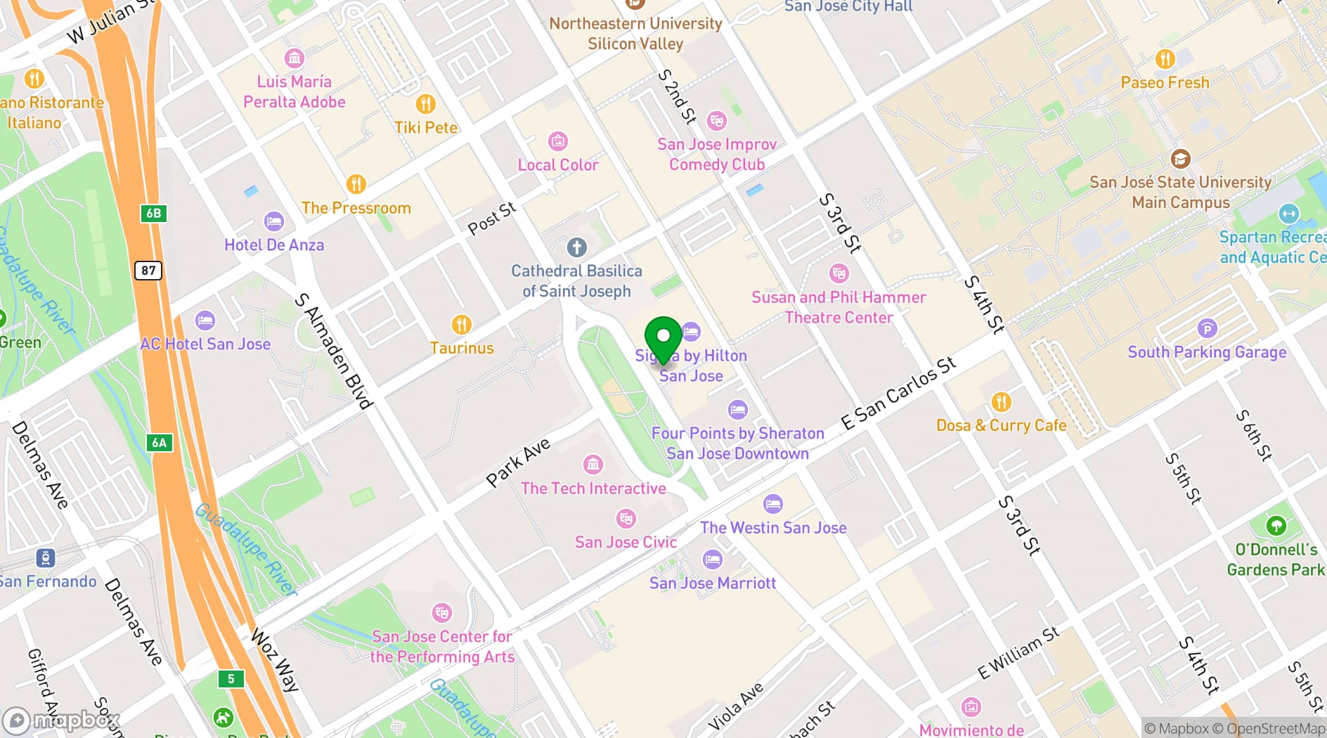 Map showing The Grill on the Alley