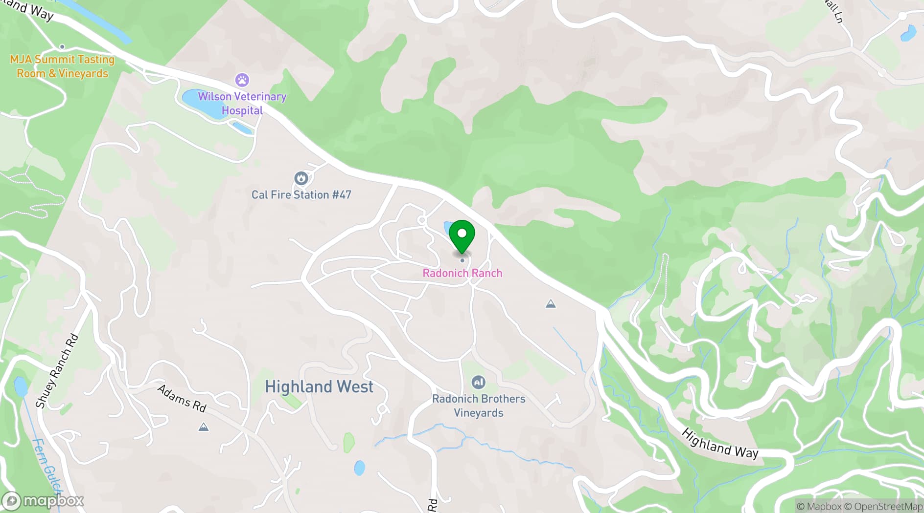 Map showing Radonich Ranch