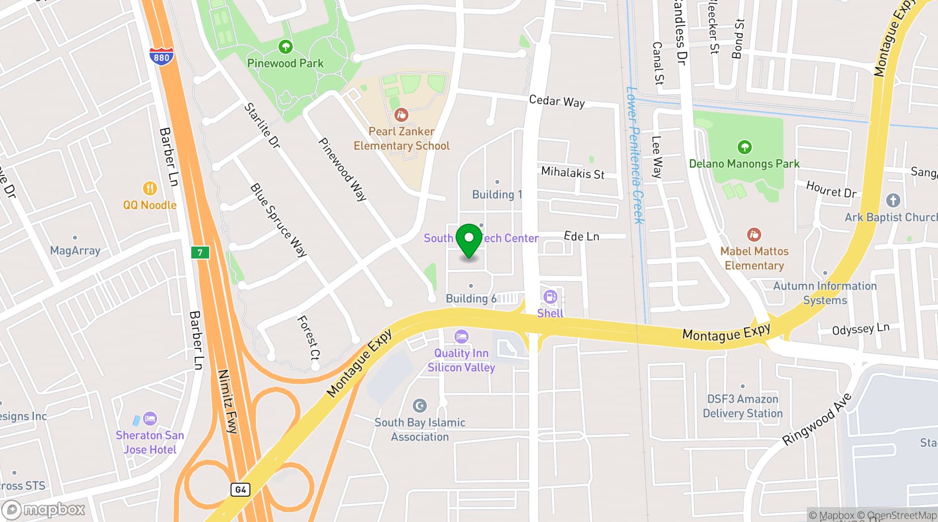 Map showing McCarthy Blvd Offices