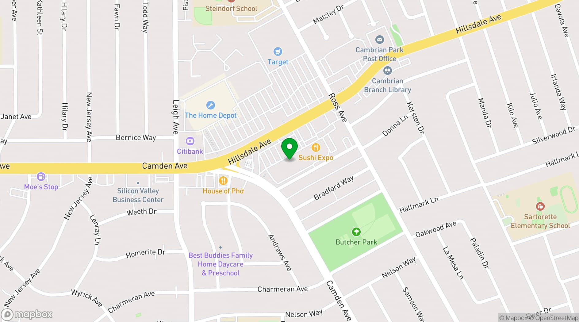 Map showing Pump It Up of San Jose