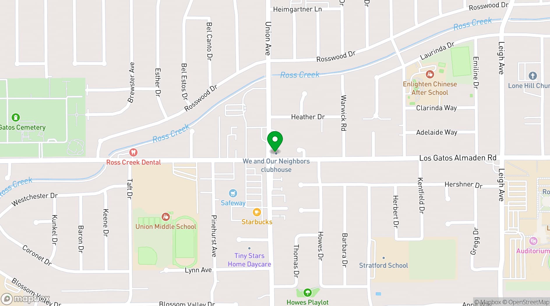 Map showing San Jose Clubhouse