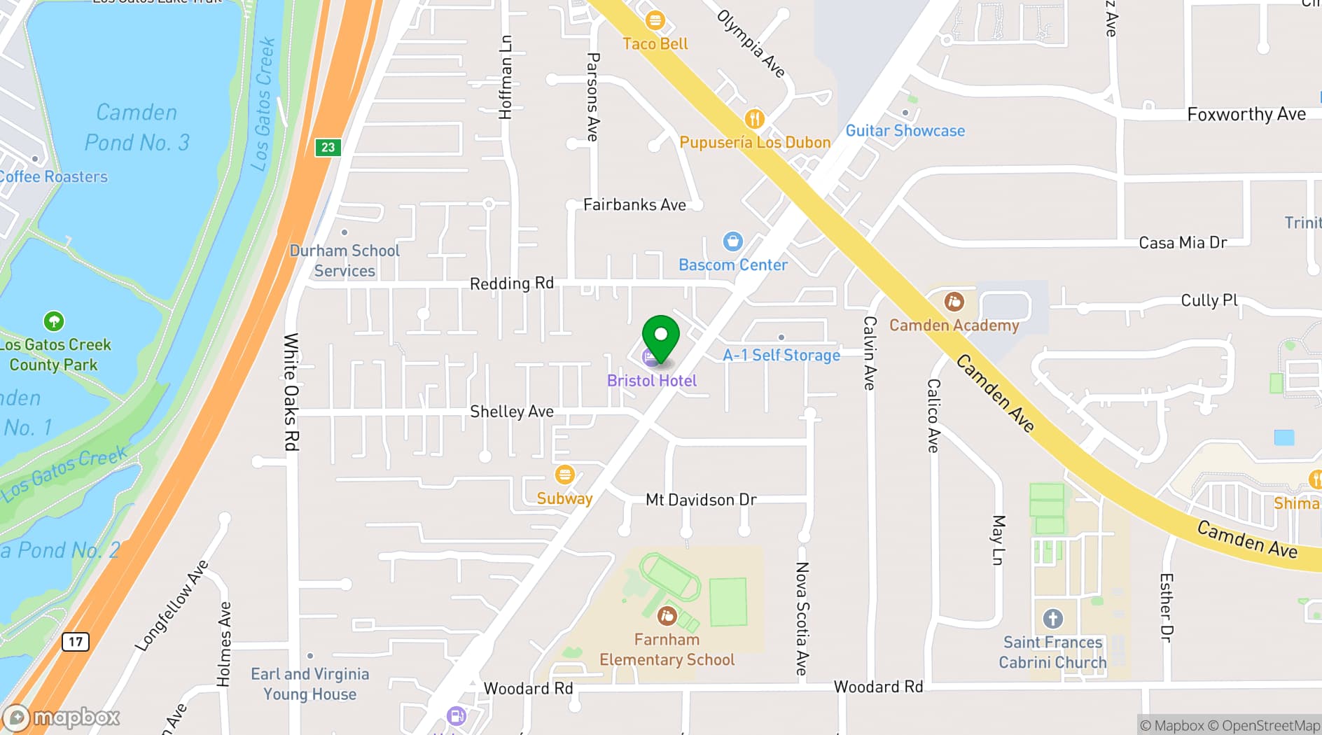 Map showing Bristol Hotel