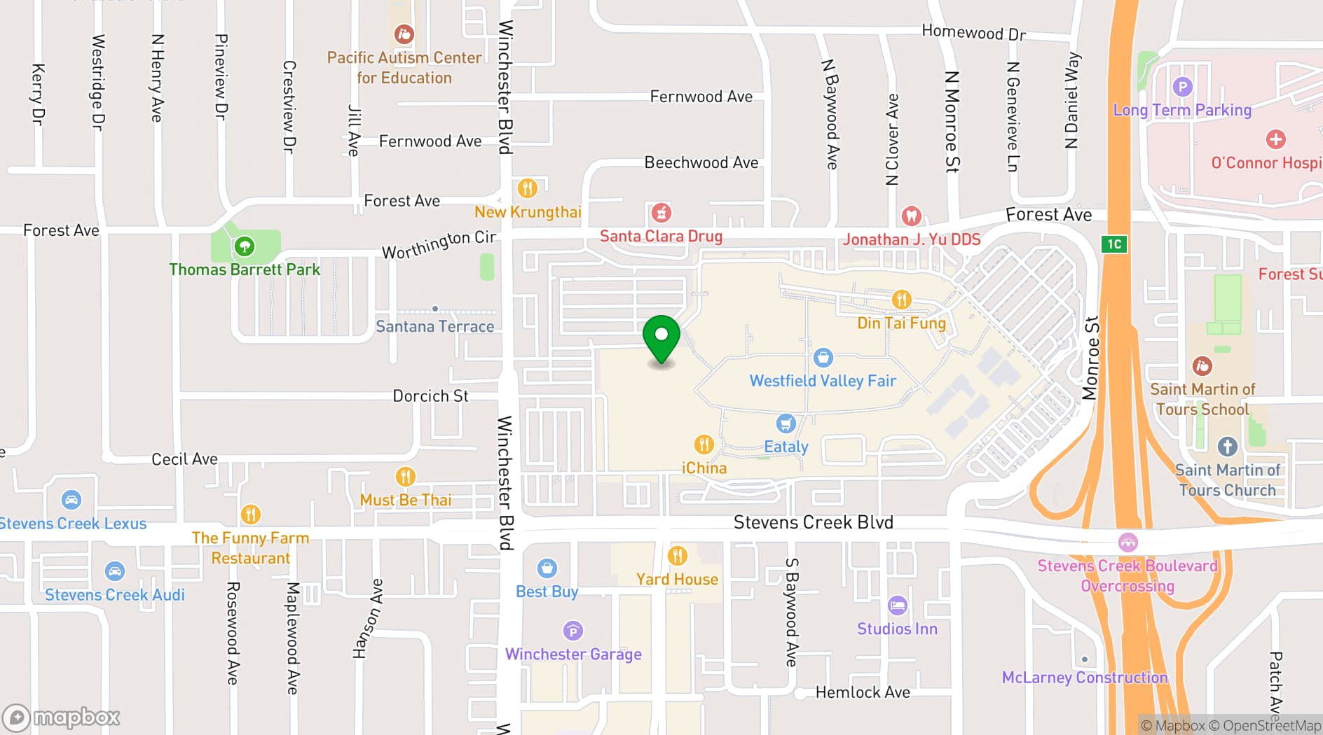 Map showing San Jose Showplace ICON