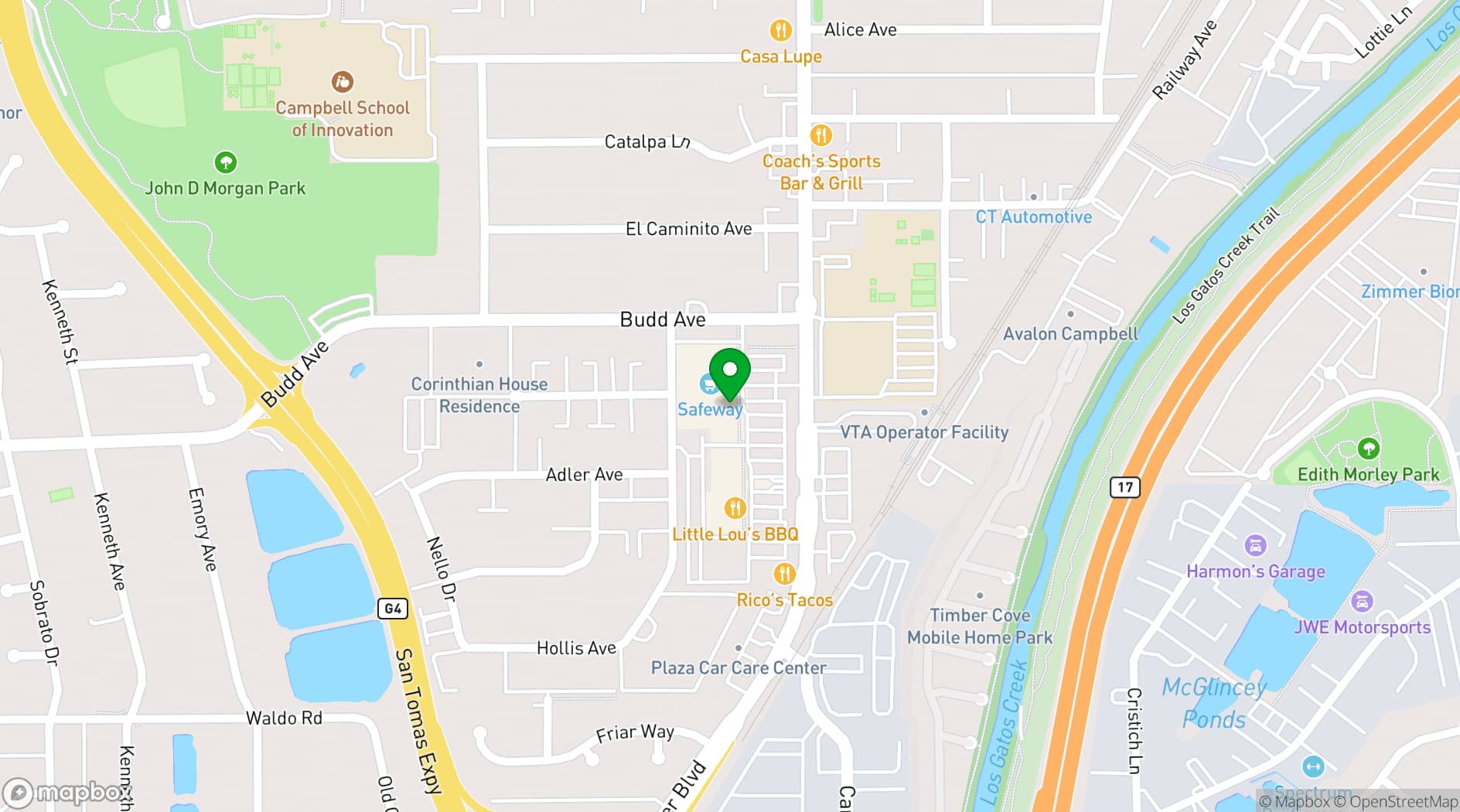 Map showing The Hook Bar and Grill